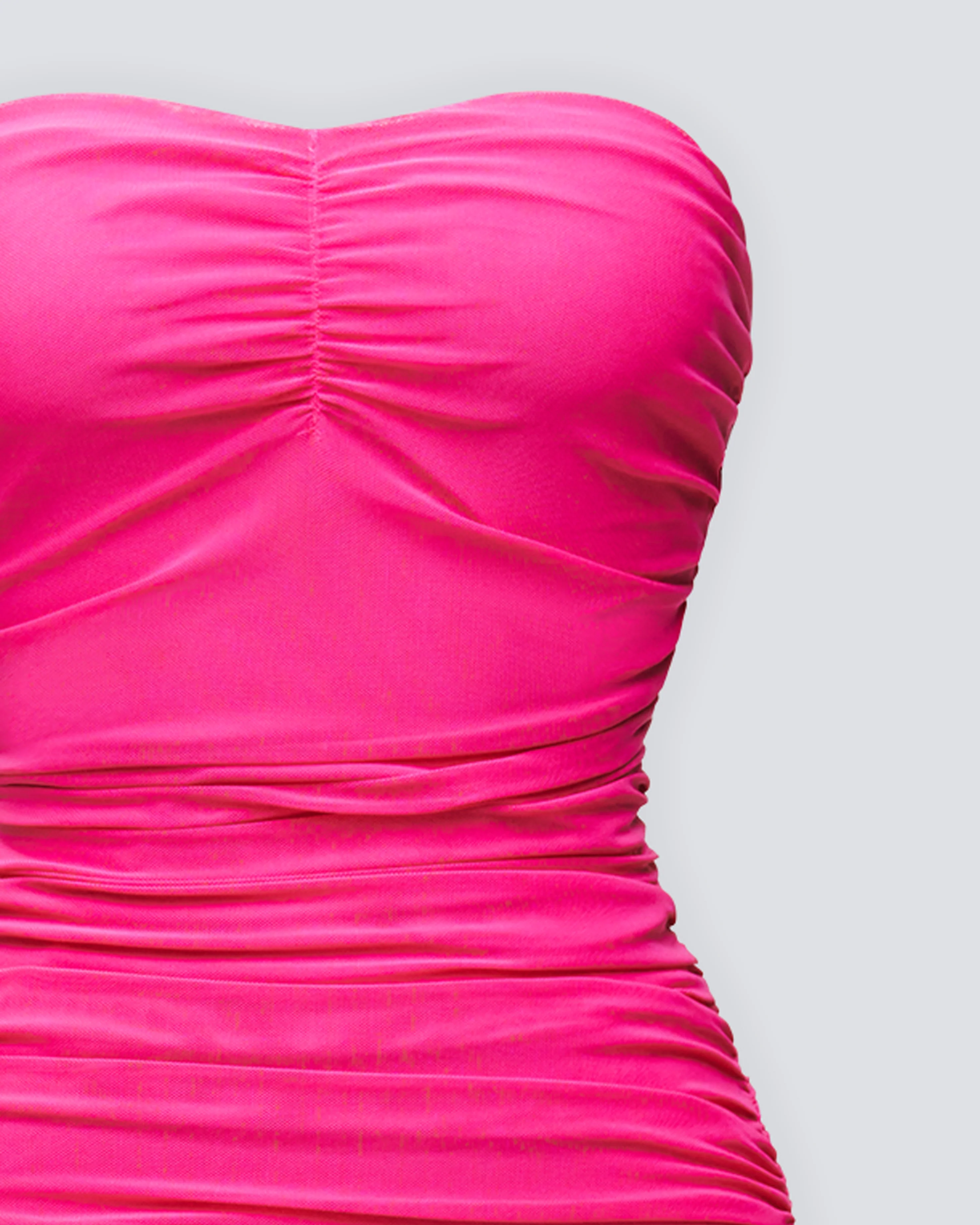 Zea Pink Ruched Mesh Maxi Dress