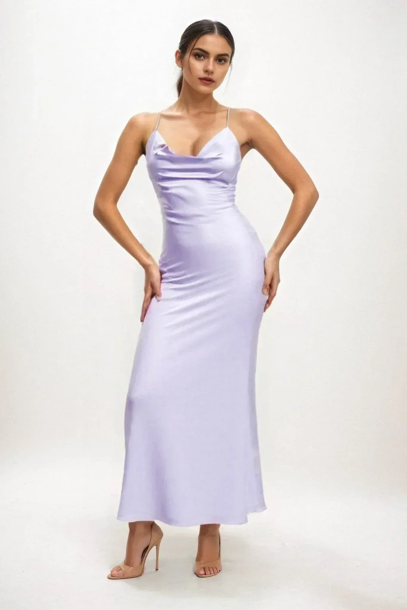 Sheath-Column Midi Luxe Satin Dress CB0831CS