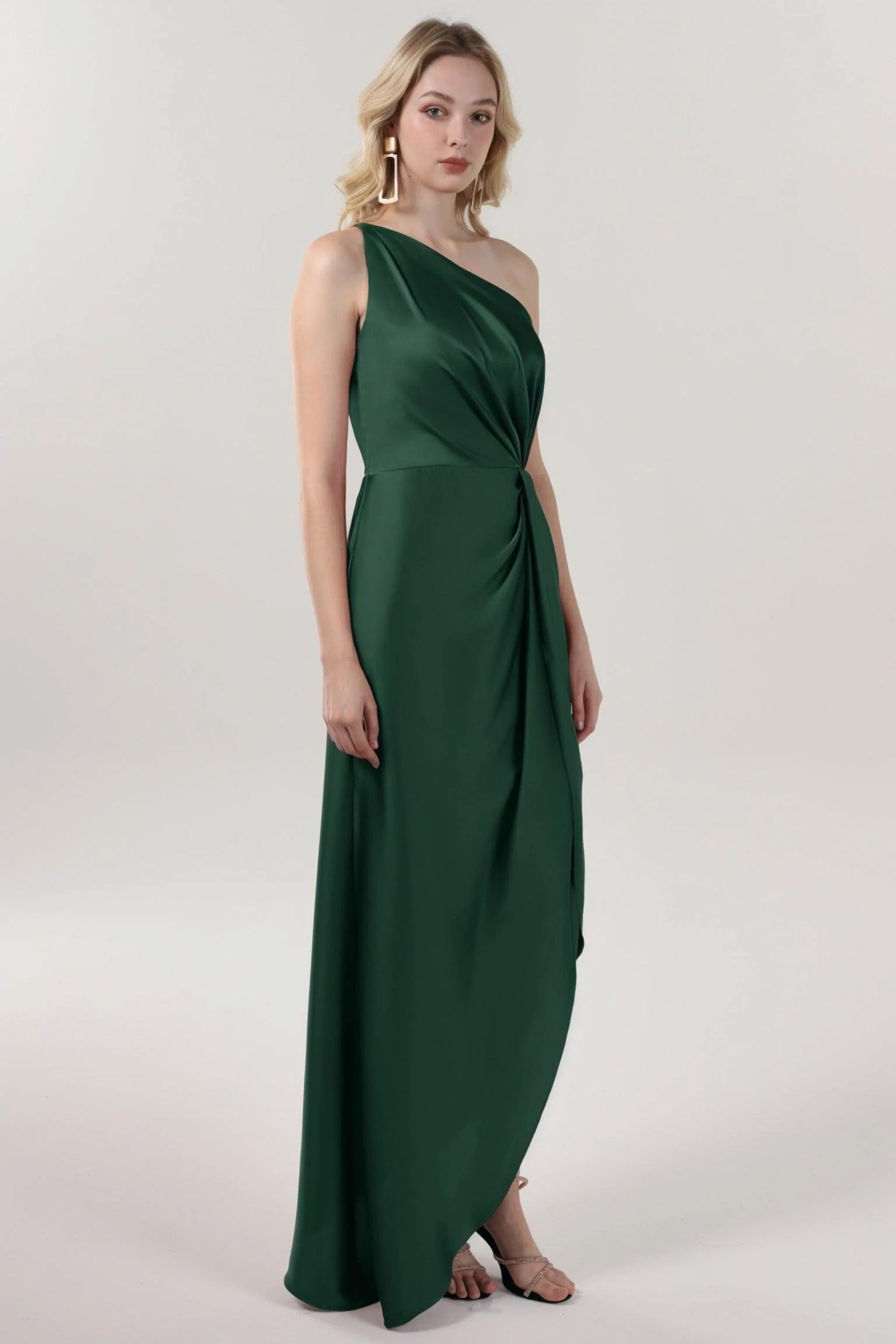 Sheath-Column Midi Luxe Satin Bridesmaid Dress CS0612BM