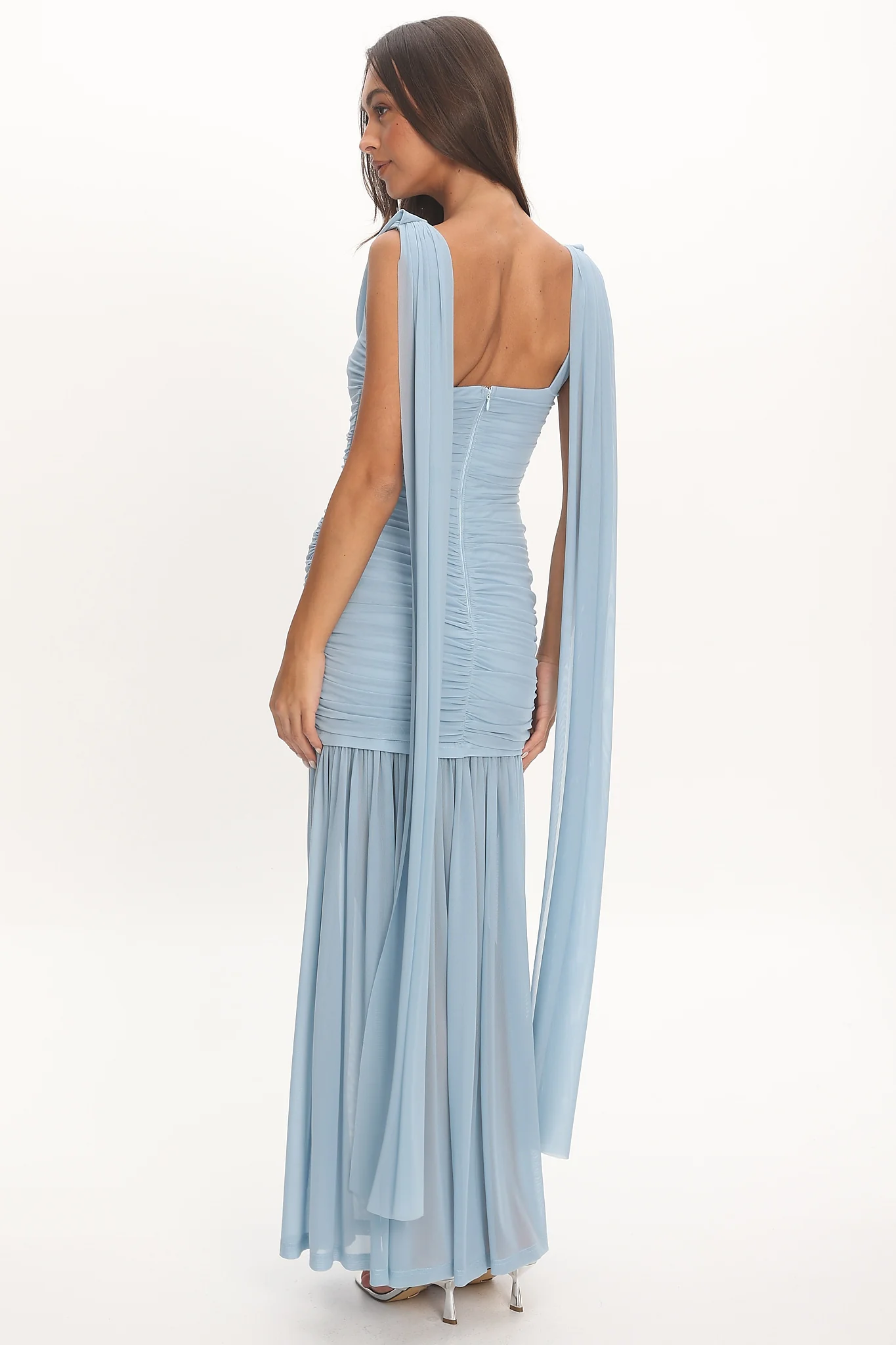 Rosellea Draped Shoulder Maxi Dress Blue