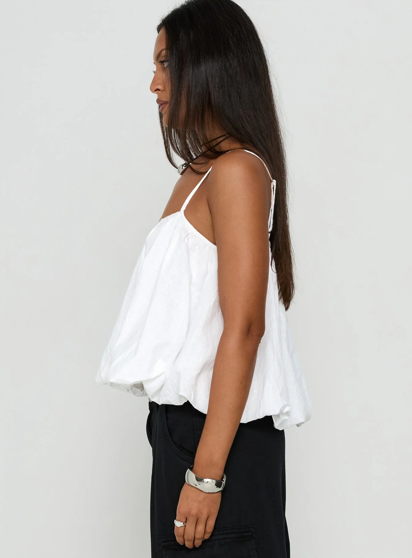 Elfina Babydoll Bubble Top White