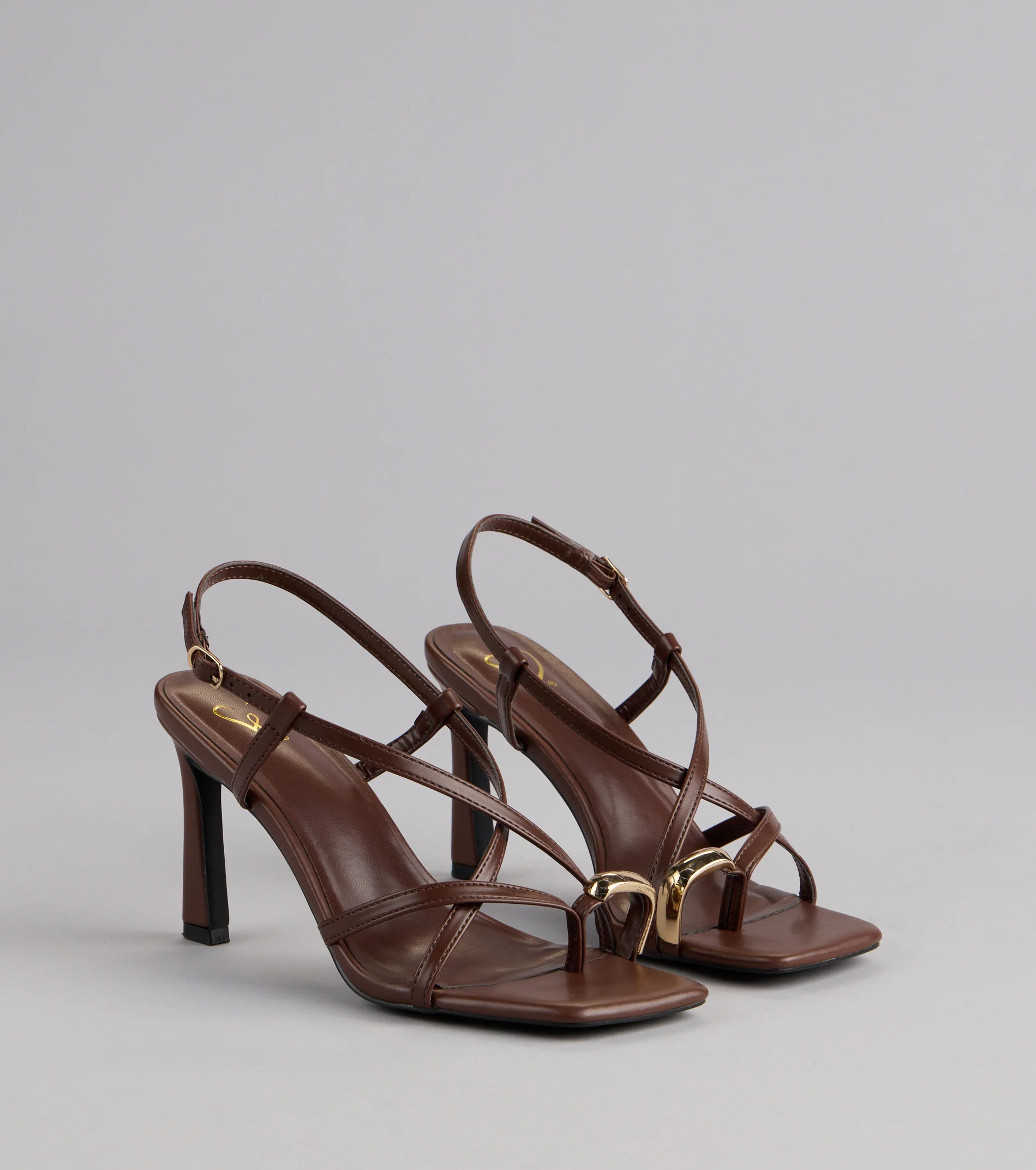Luxe Minimalist Toe Ring Strappy Stiletto Heels