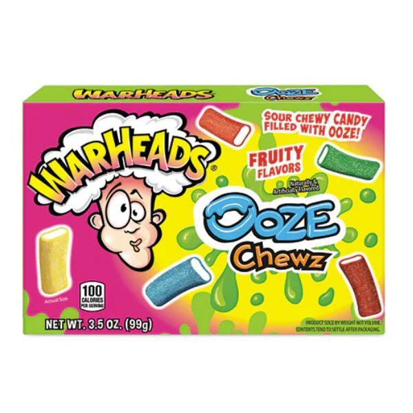 Warheads Ooze Chewz Ropes Sour Gummy Candy Theatre Box (3.5oz)