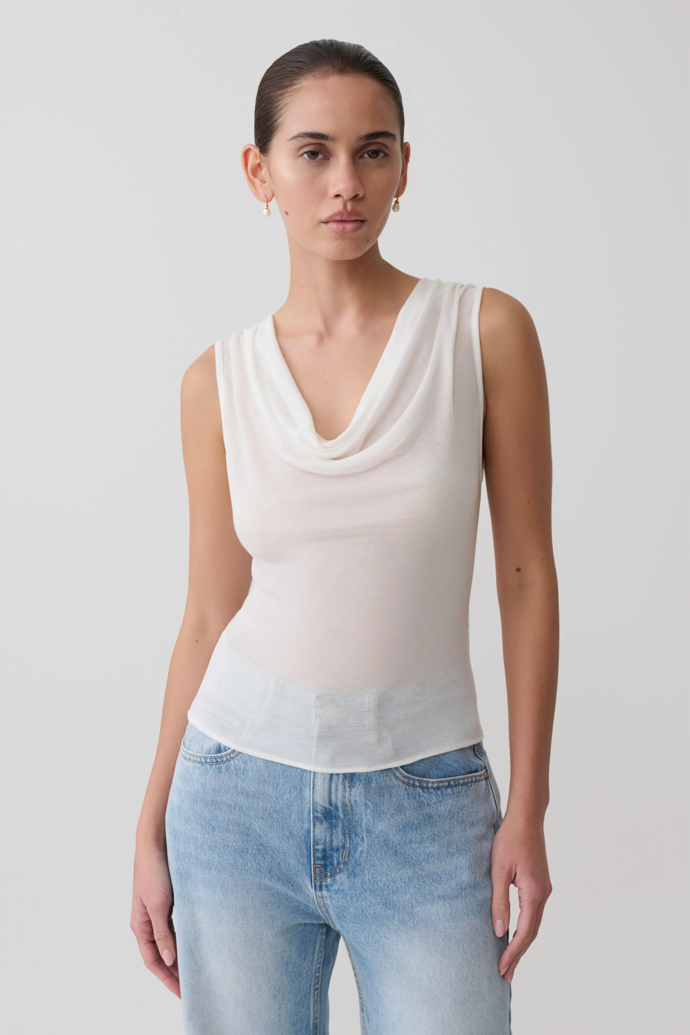 Ciaran Sleeveless Sheer Top - Ivory