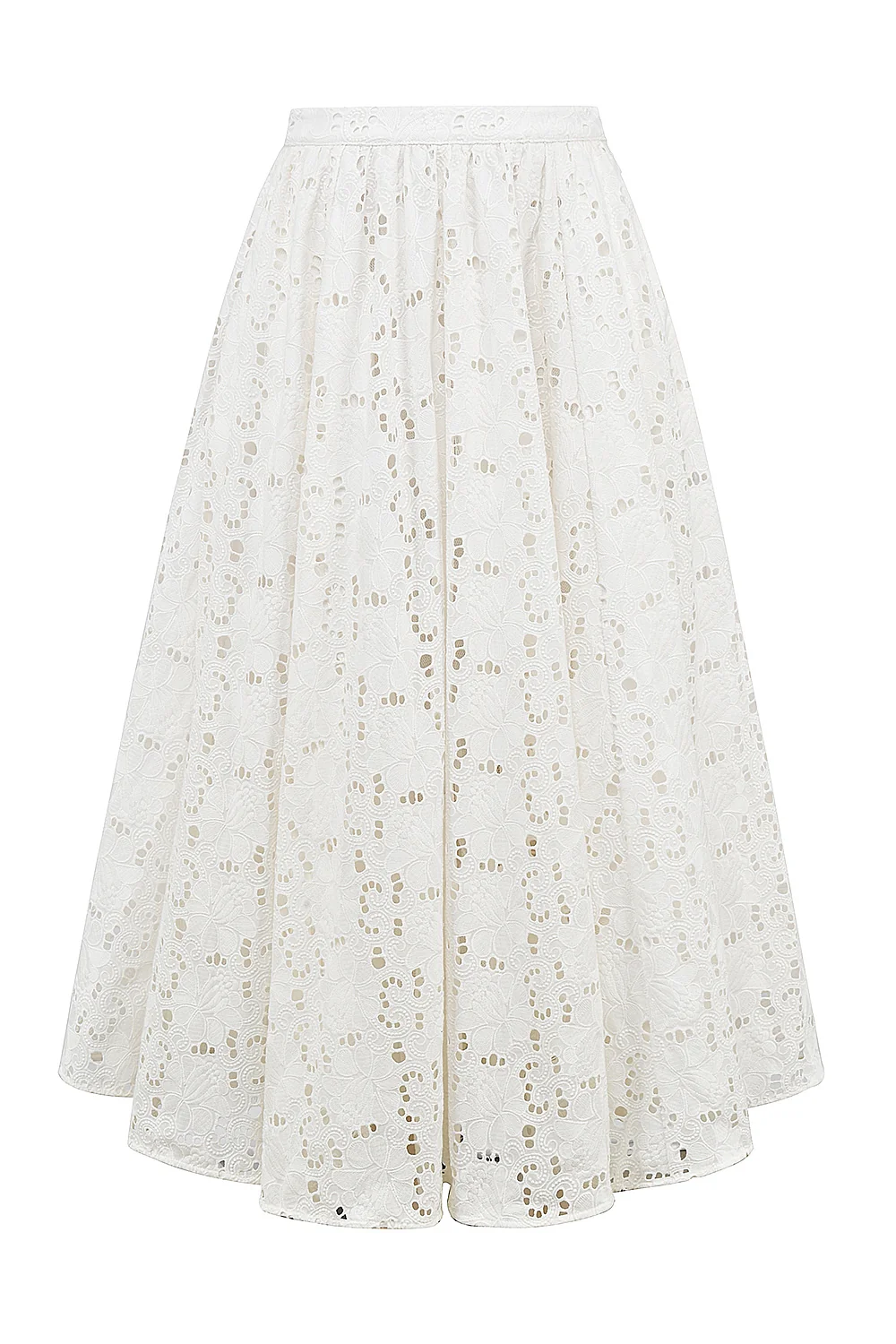 White Broderie Anglais Midi Skirt - luluinthesky