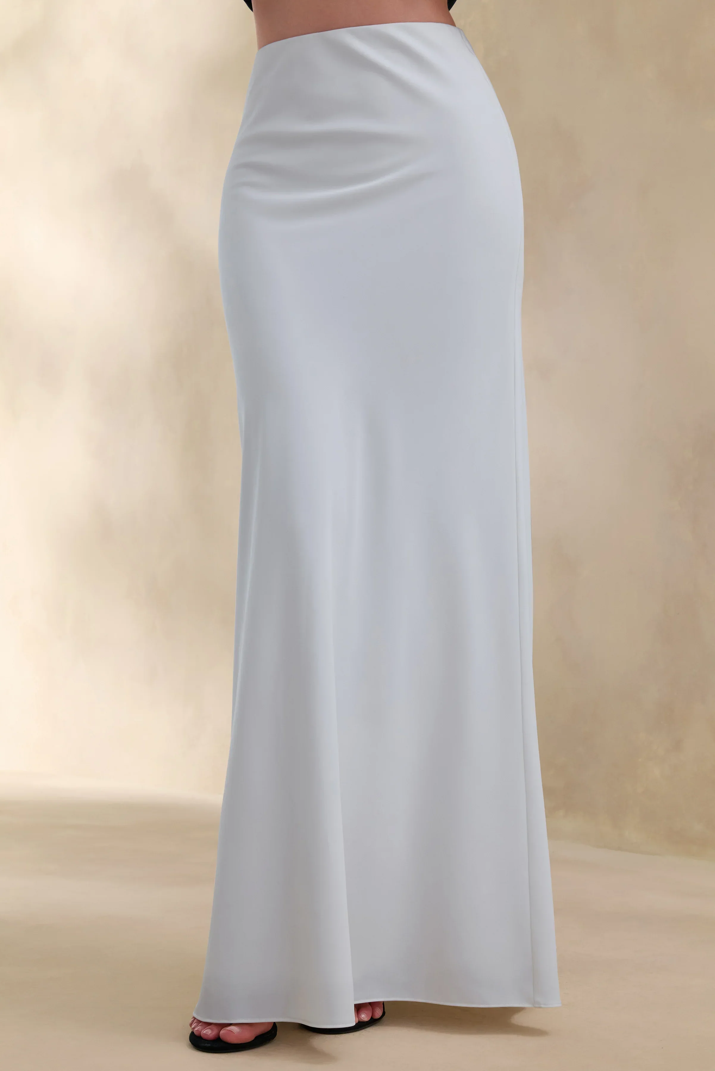 Iveta | White Satin Maxi-Skirt