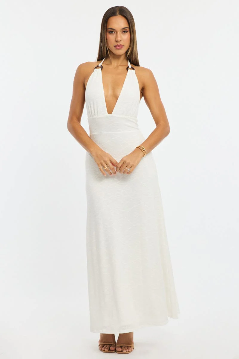 White Maxi Dress Halter Neck