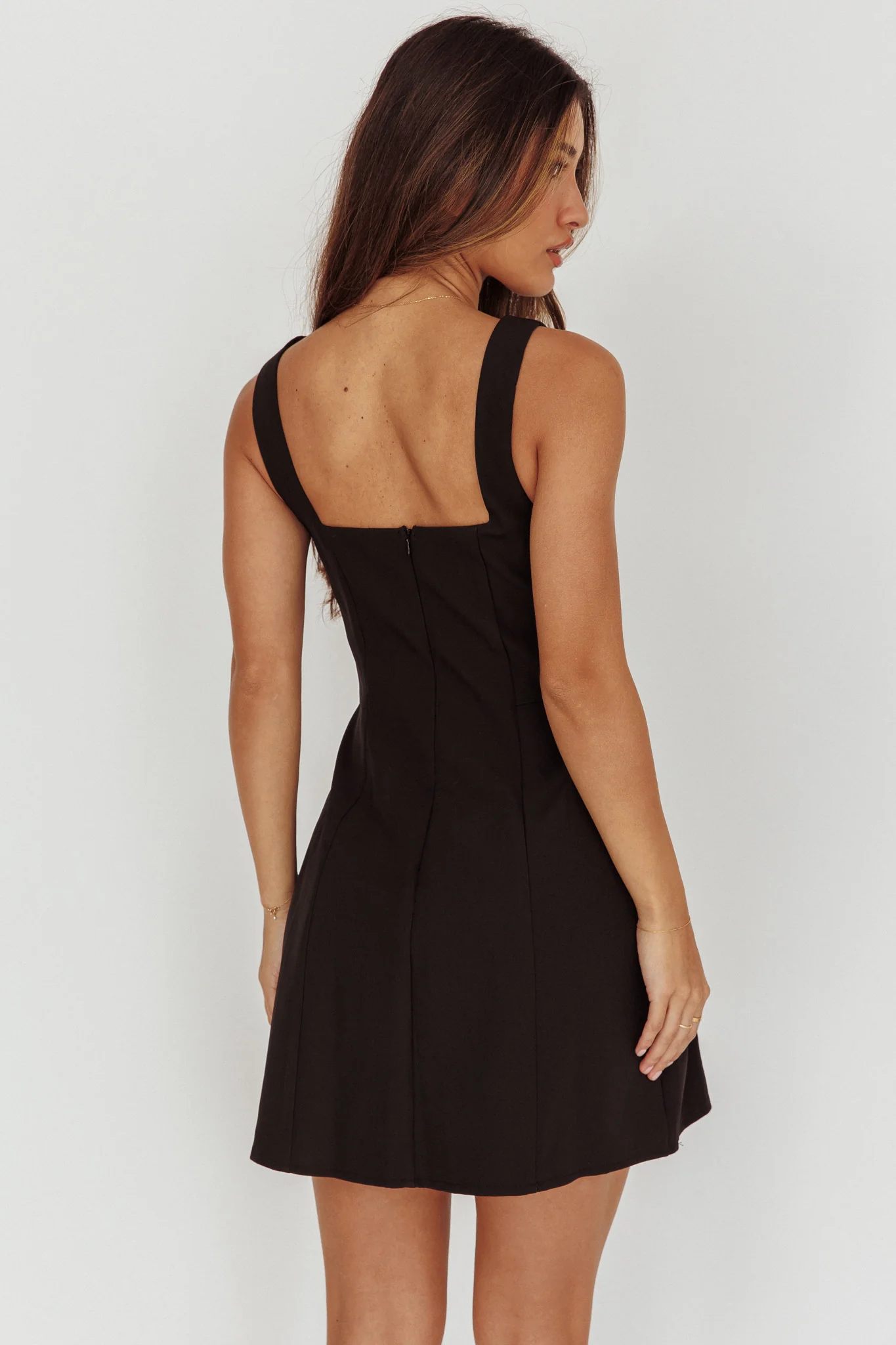 Opulent Button Front Mini Dress Black