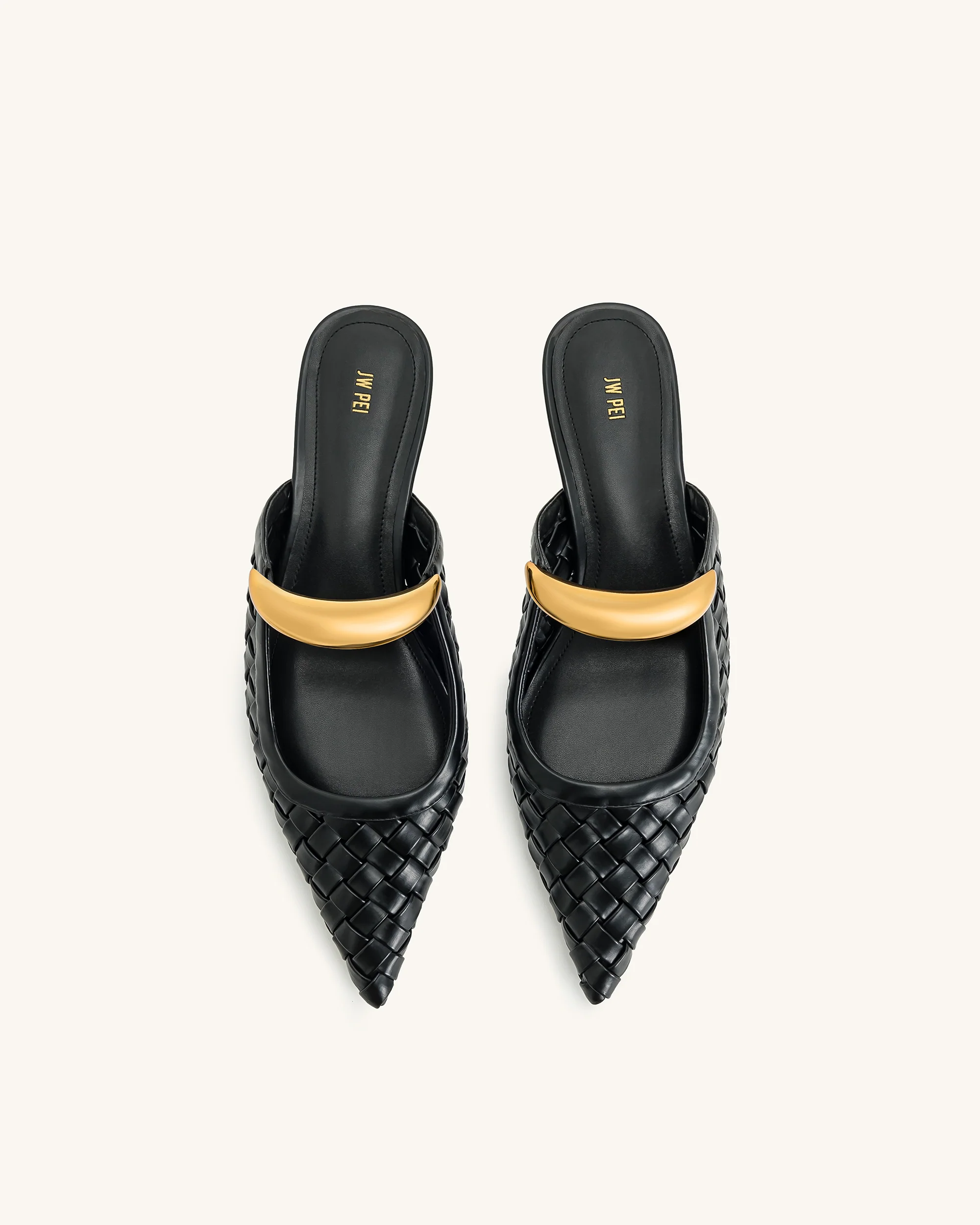 Helena Weave  Pierced Mules - Black