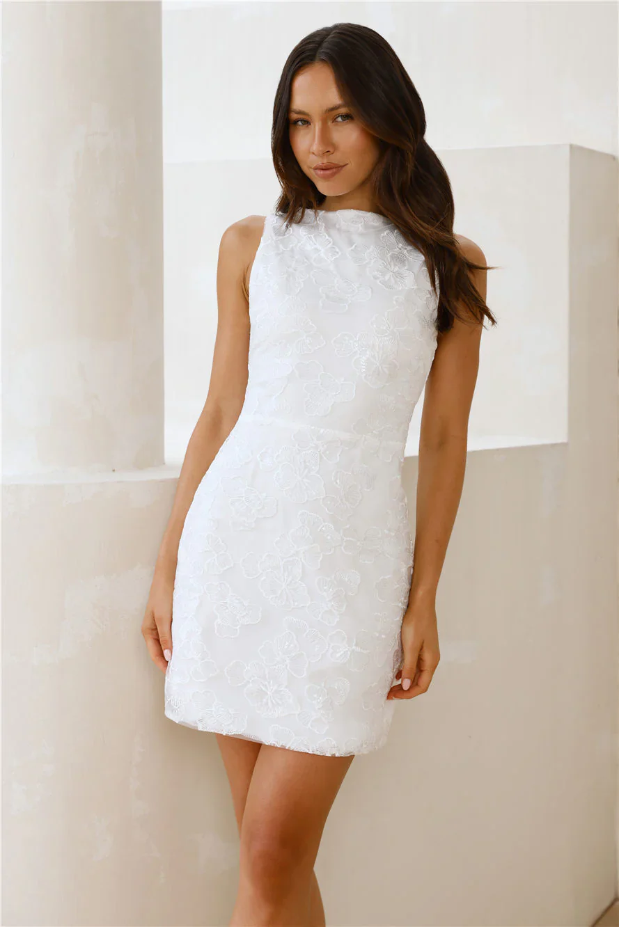 Chic Energy Mini Dress White - luluinthesky