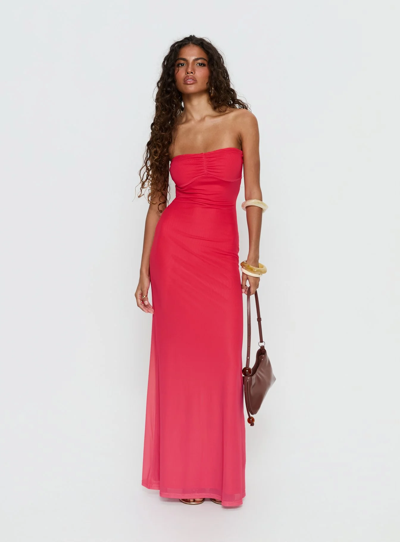 Jesemma Strapless Maxi Dress Hot Pink