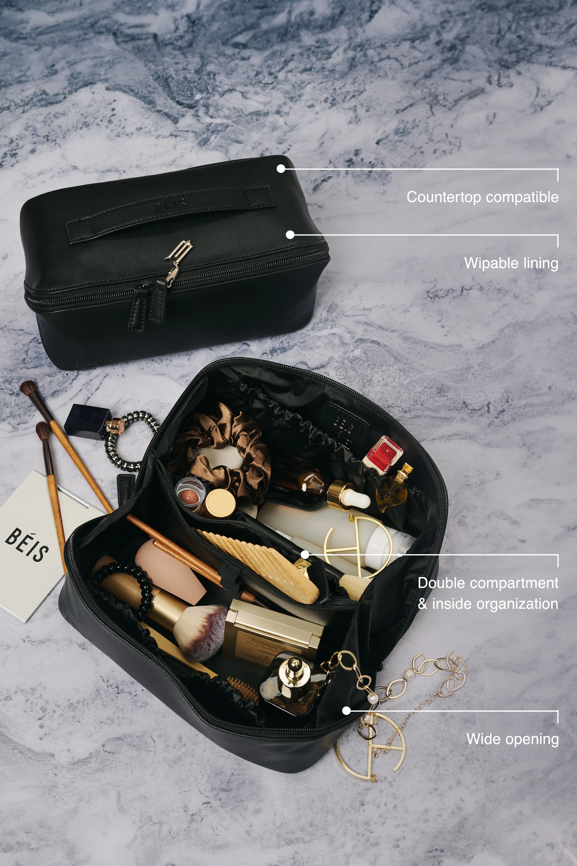 BEIS 'The Wicked Toiletry Kit in Black