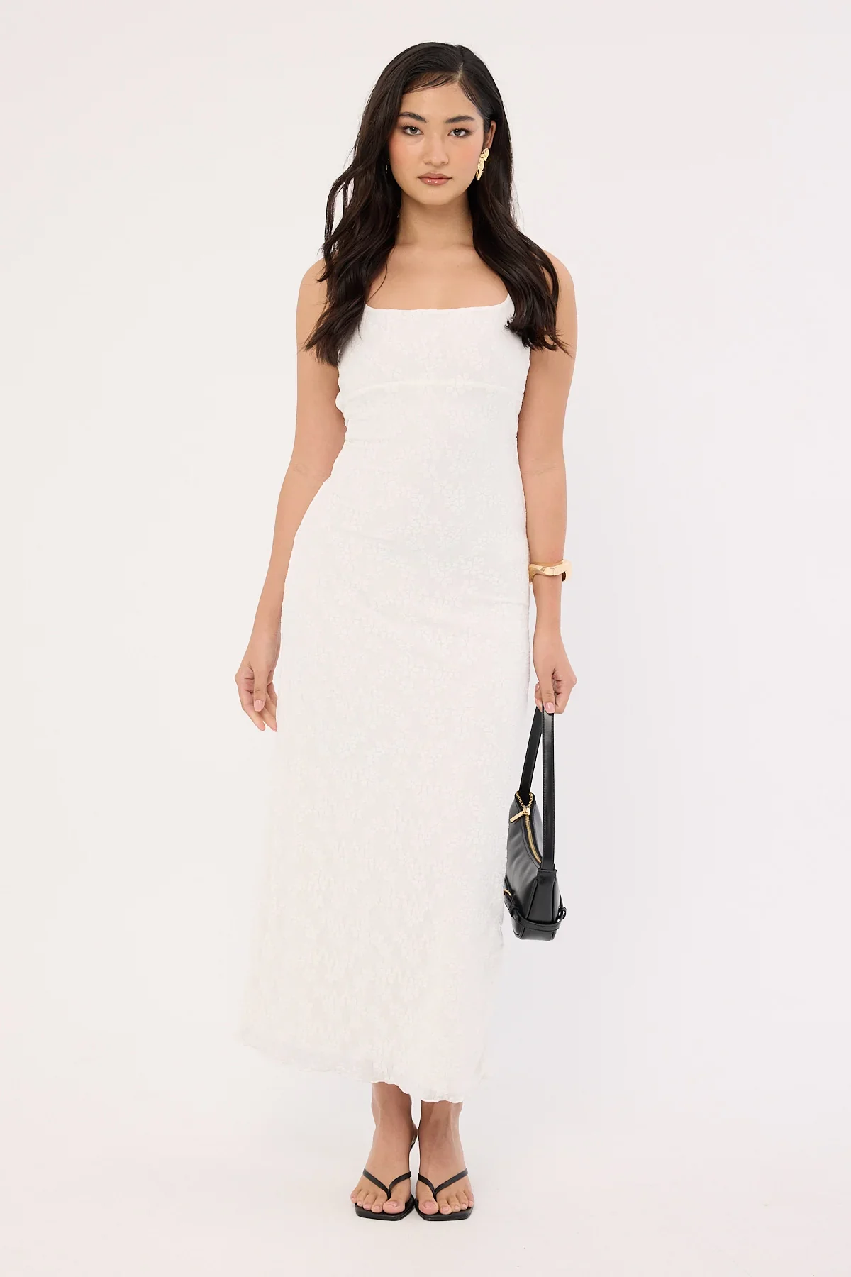 Luck & Trouble Aster Halter Tie Back Maxi Dress White