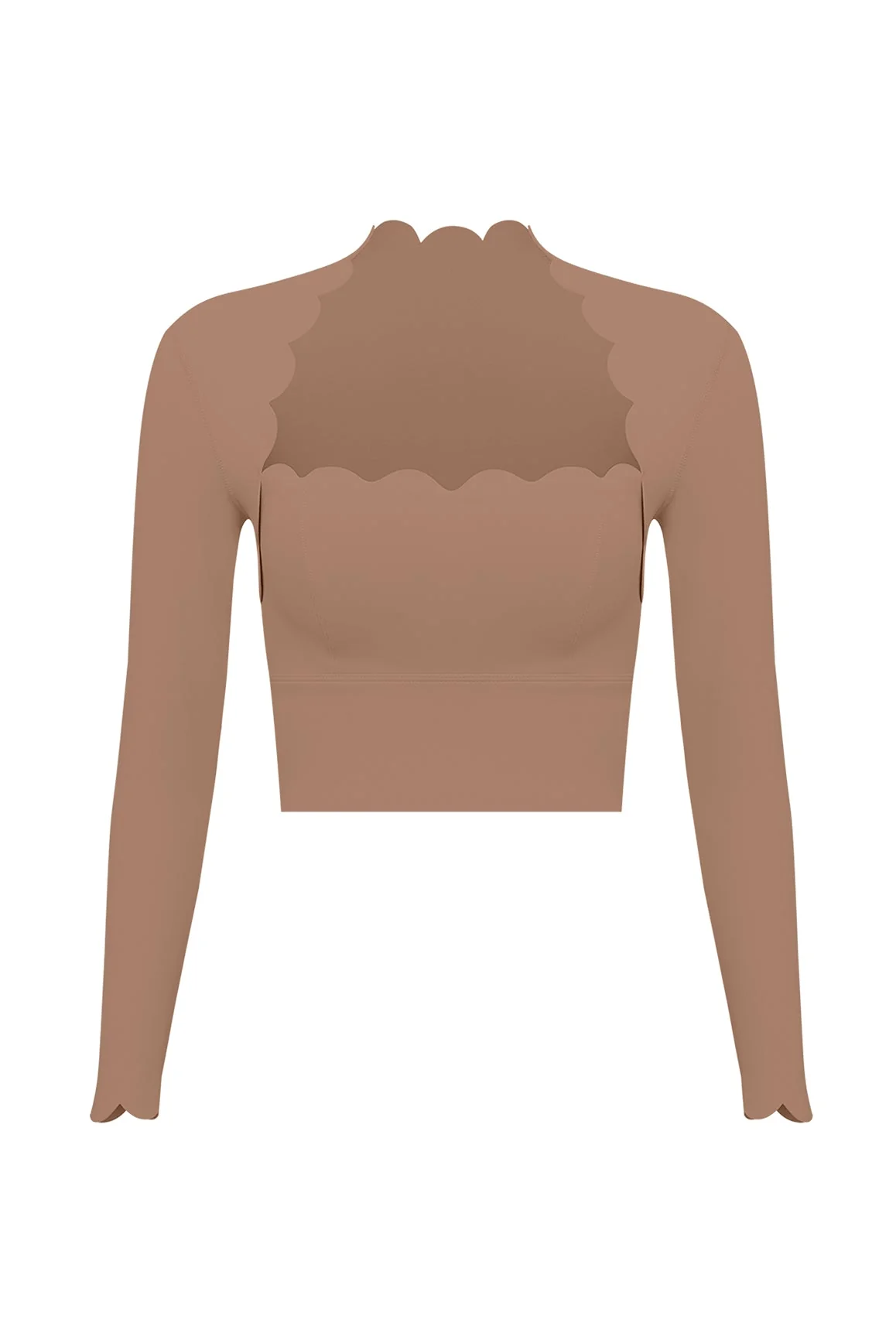 Scallop Cropped Long Sleeve Top