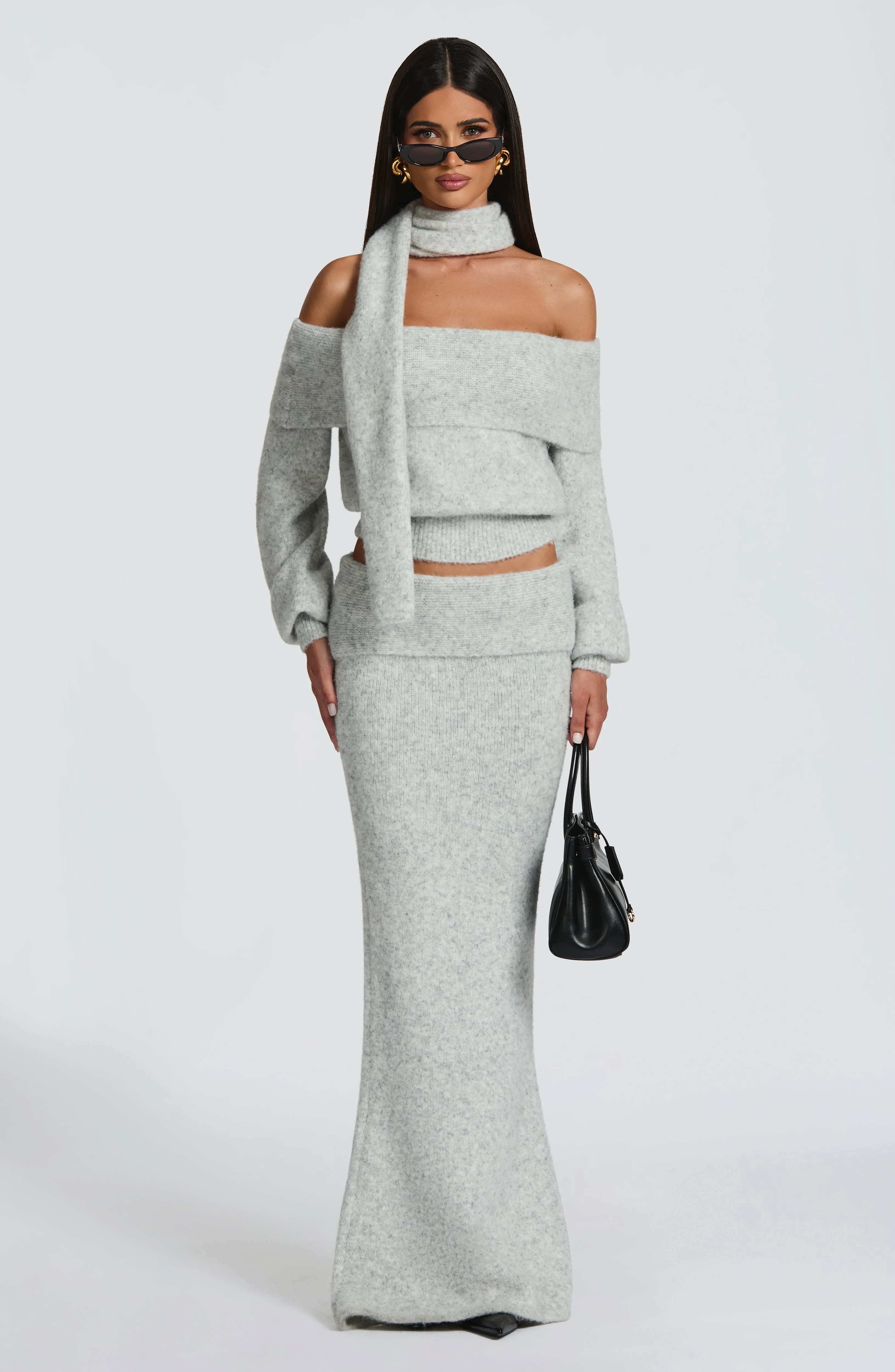 Andie Maxi Skirt - Light Grey Marl