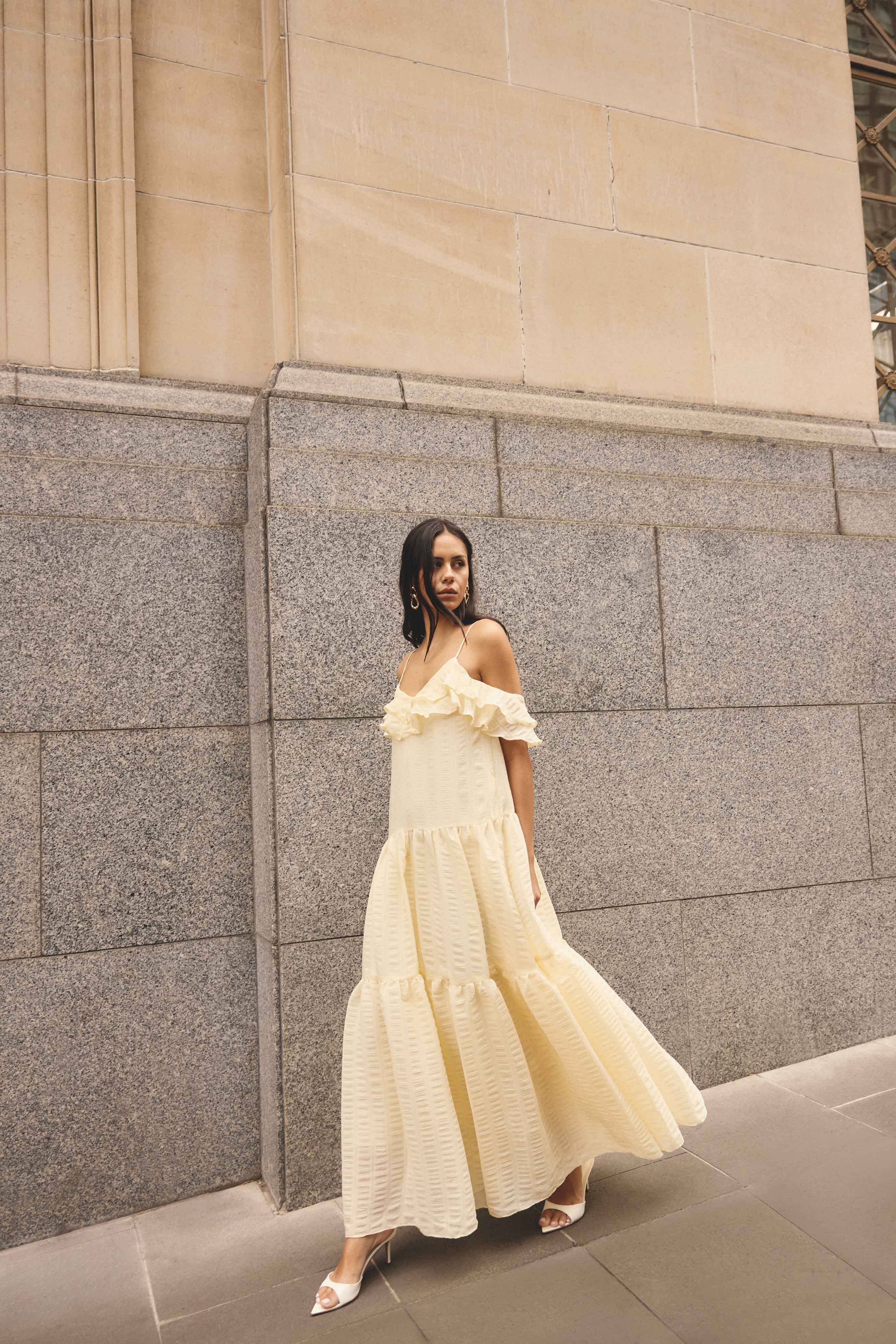 CURAAE Maribelle Maxi Dress in Lemon Yellow