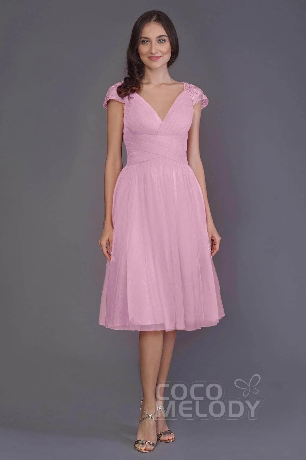 A-Line Knee Length Tulle Bridesmaid Dress PR3515