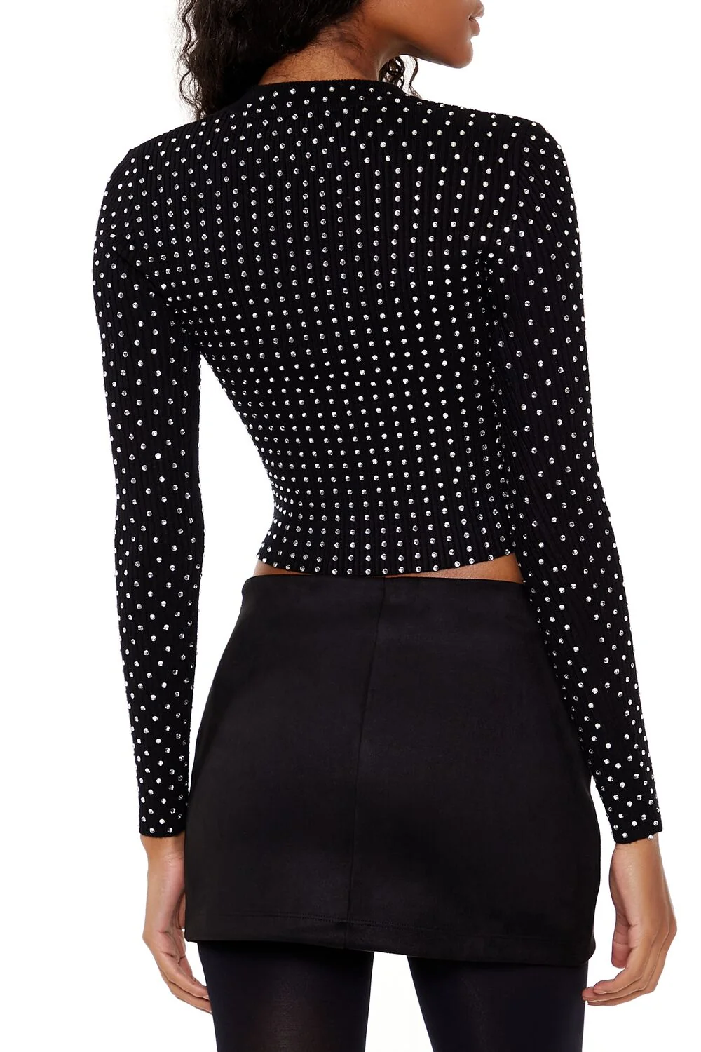 Rhinestone Cropped Sweater