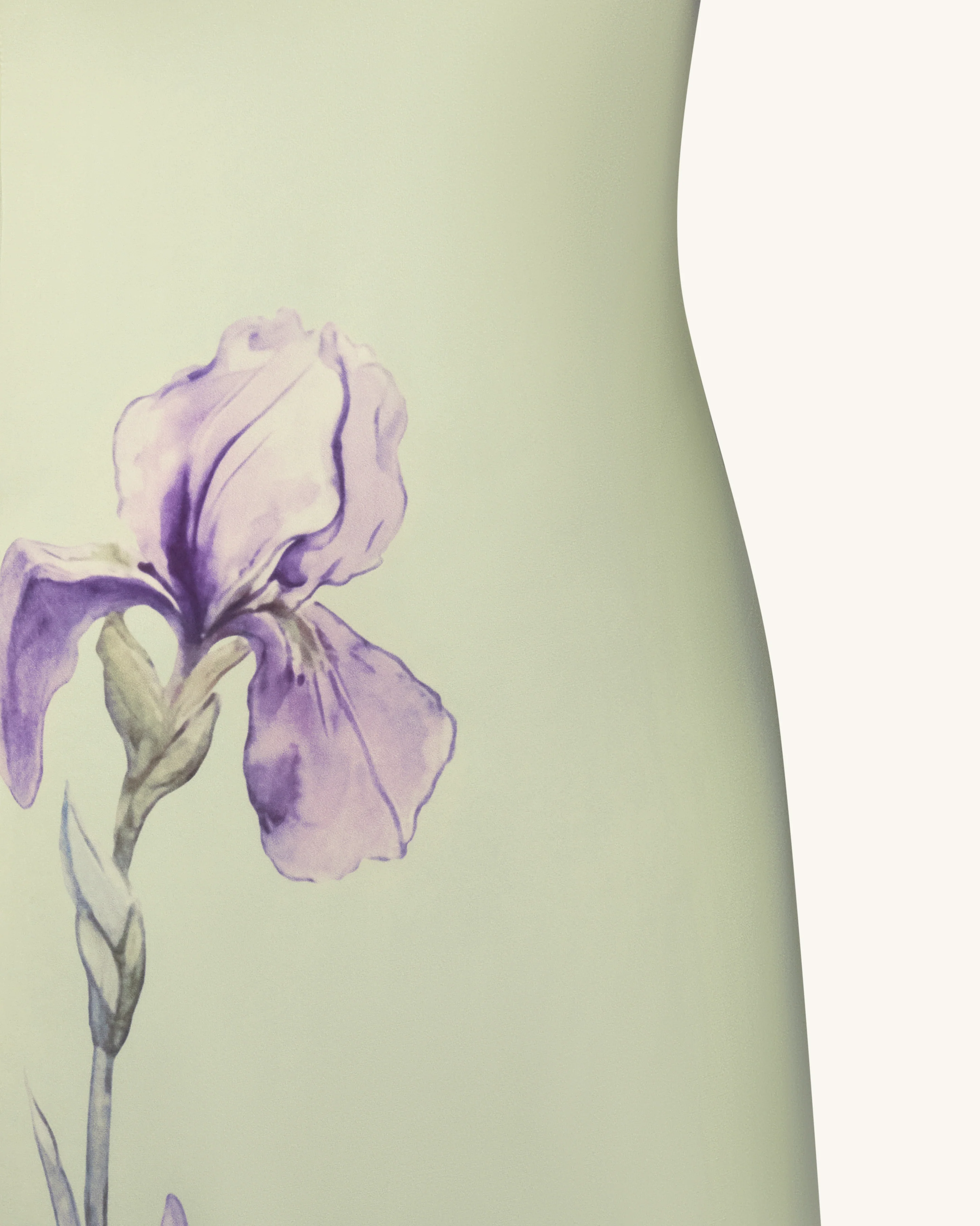 Iris Motif Satin Slip Gown - Light Green/Purple - FASHION NOB