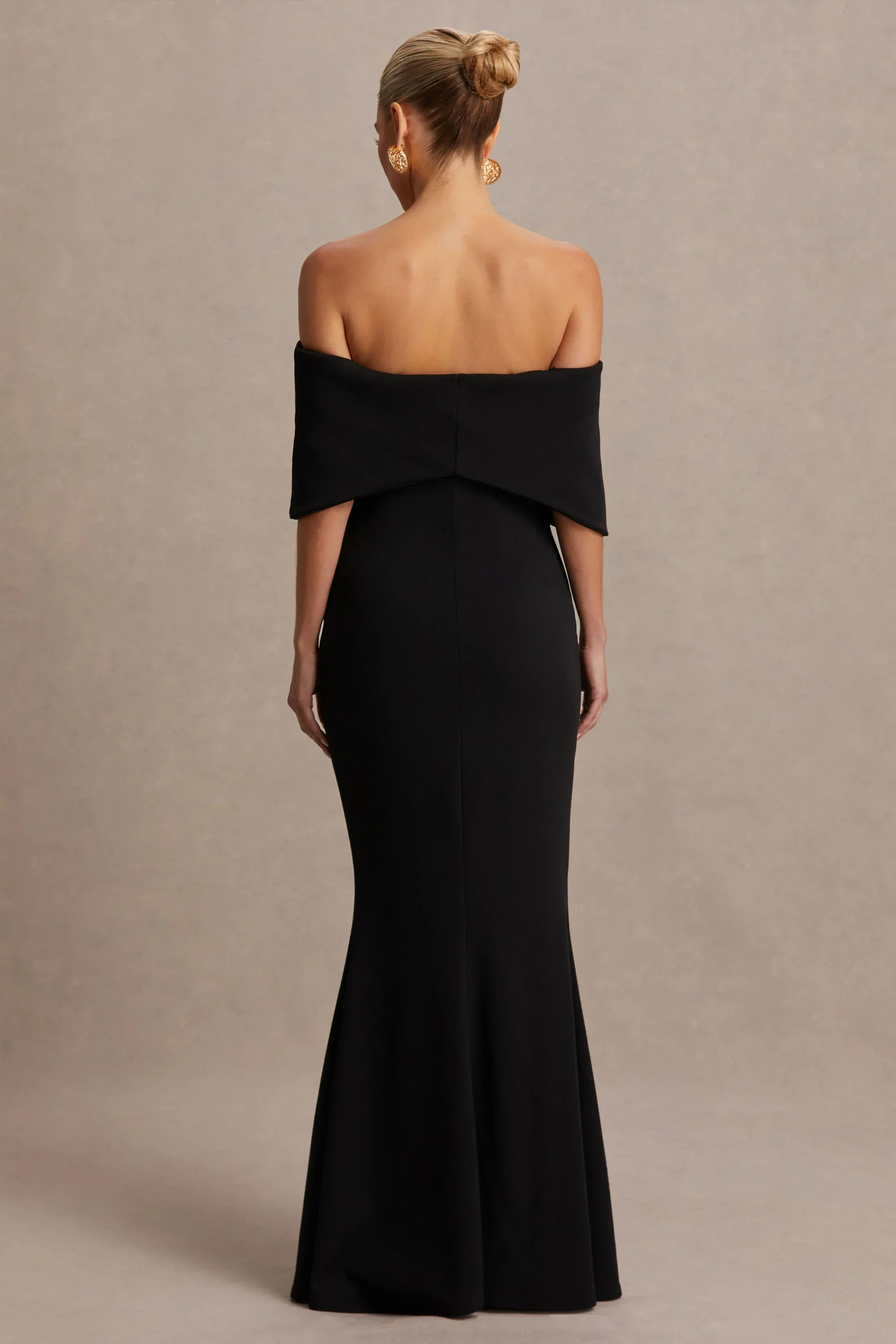 Libra | Black Bow Bardot Maternity Maxi Dress