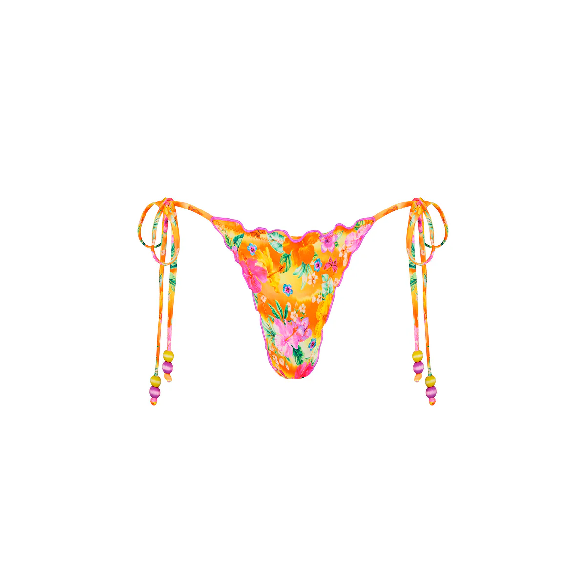 Lettuce Edge Thong Tie Bikini Bottom - Peachy Pocket