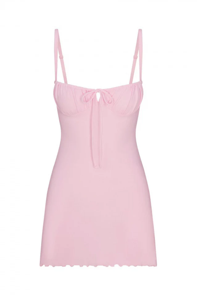 SKIMS Logo Pointelle Mini Dress