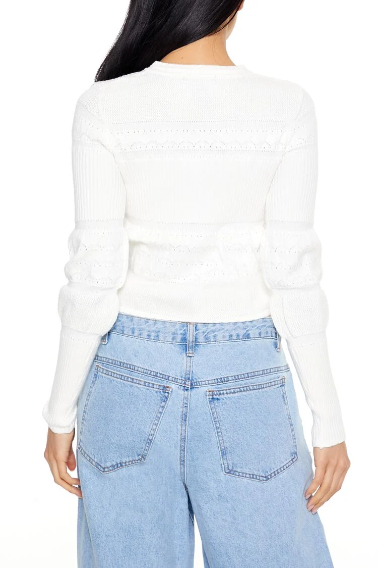 Mixed Knit Cardigan Sweater
