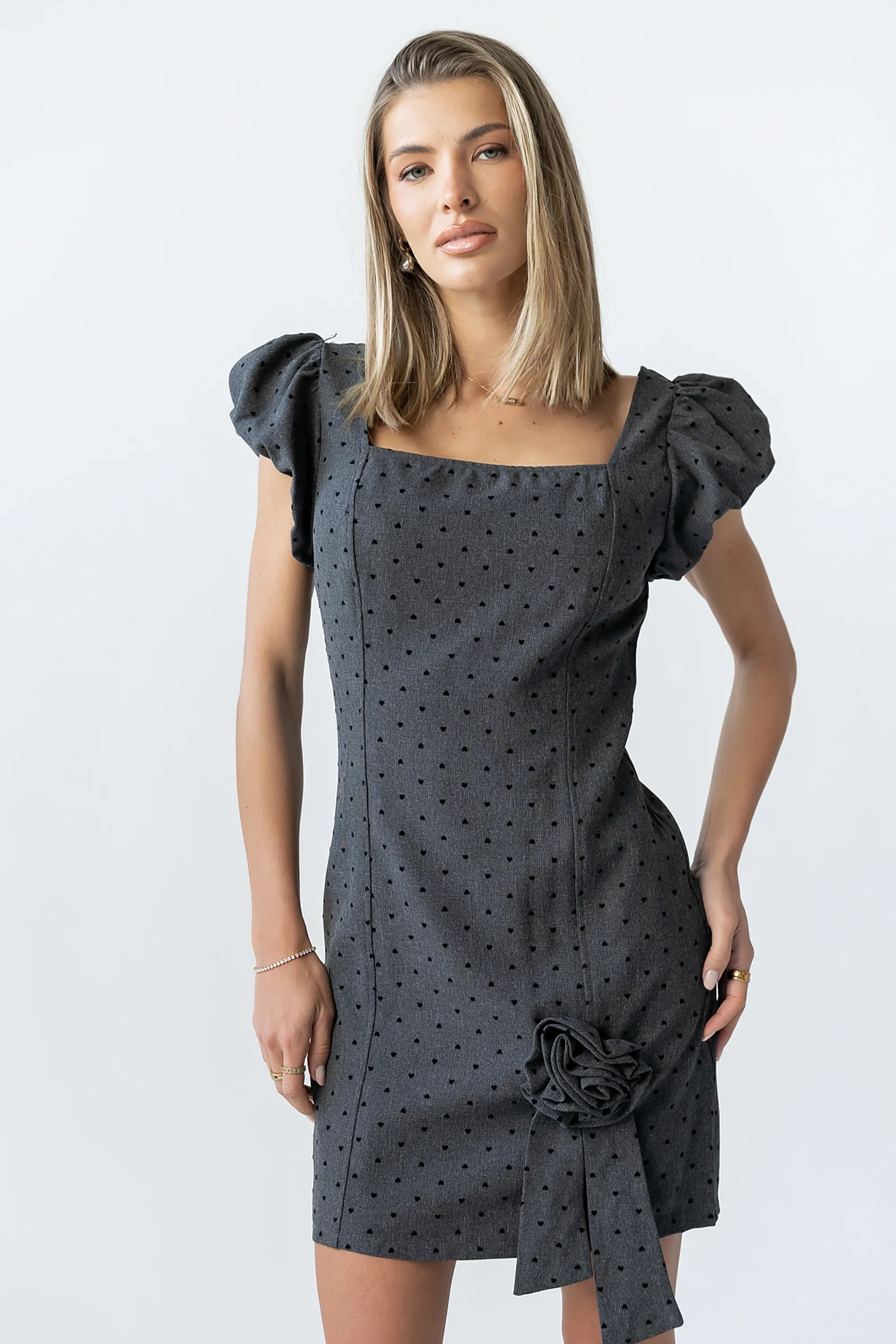 Joana Mini Dress in Charcoal