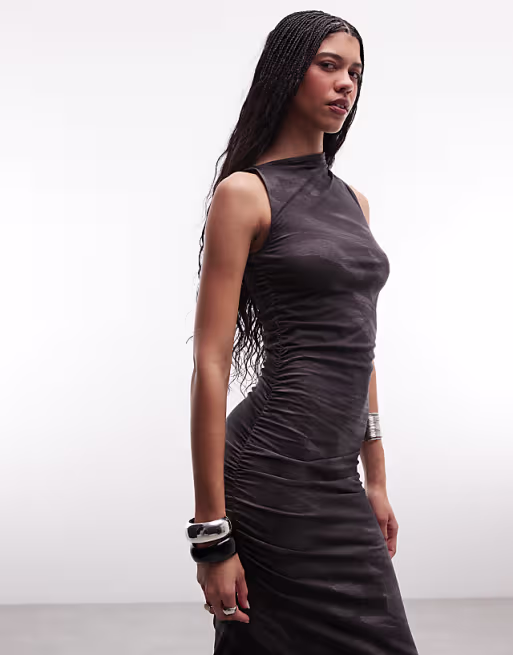 Weekday asymmetric maxi dress in black zebra print
