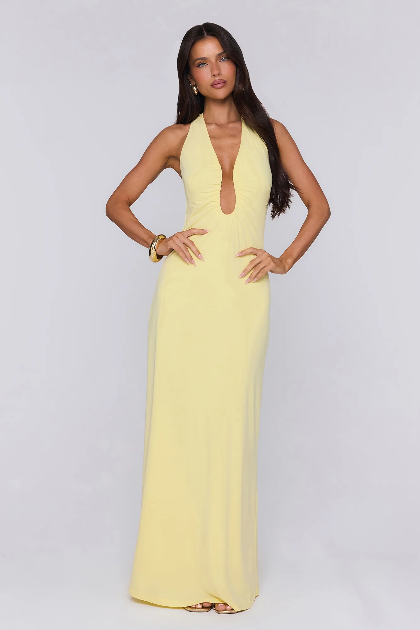 Style Protocol Halter Maxi Dress Yellow