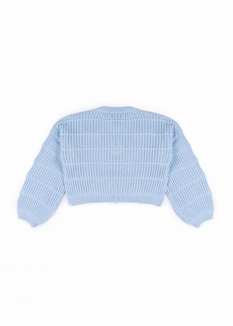 Ribbon Bow Cropped Cardigan Sweater