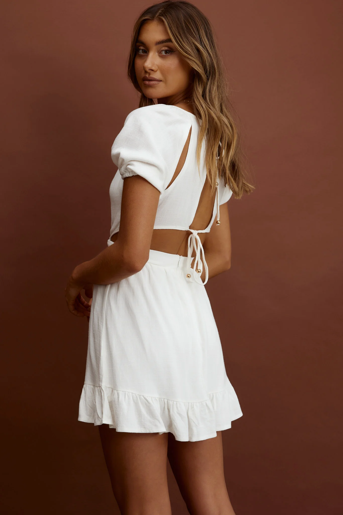 Kassidy Cut-Out Waist Mini Dress White