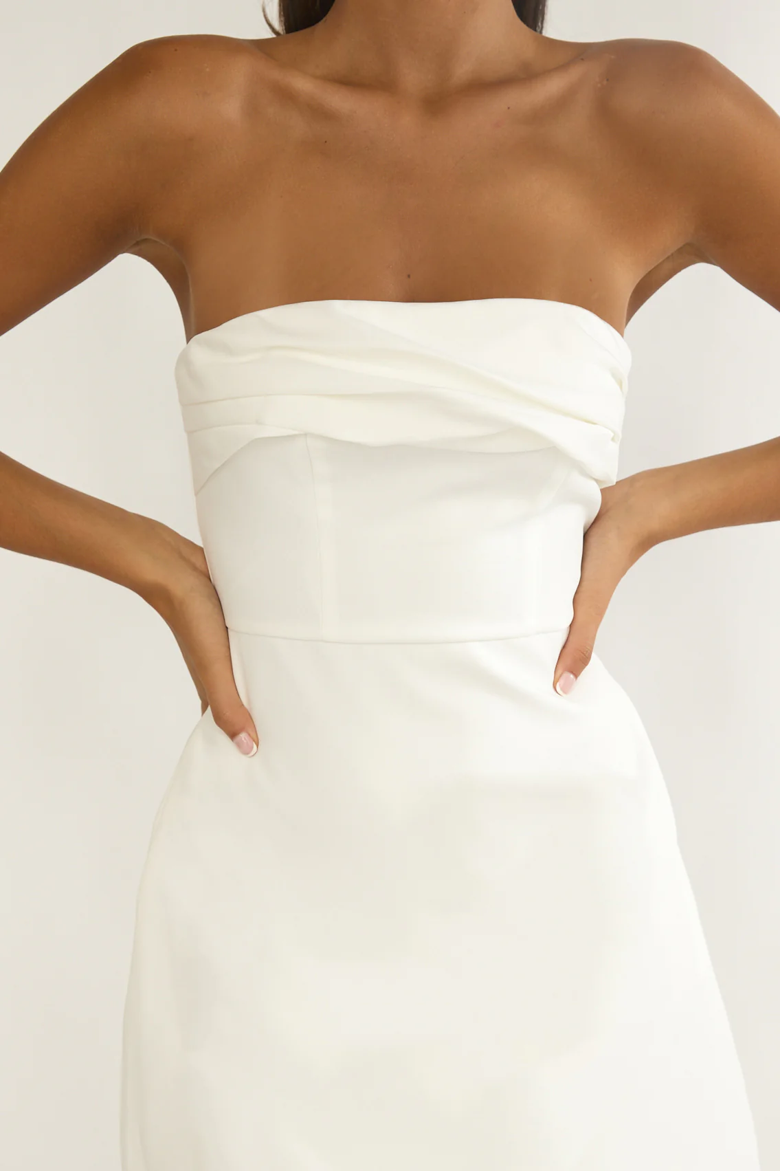 Serenelle Foldover Bust Mini Dress White - luluinthesky