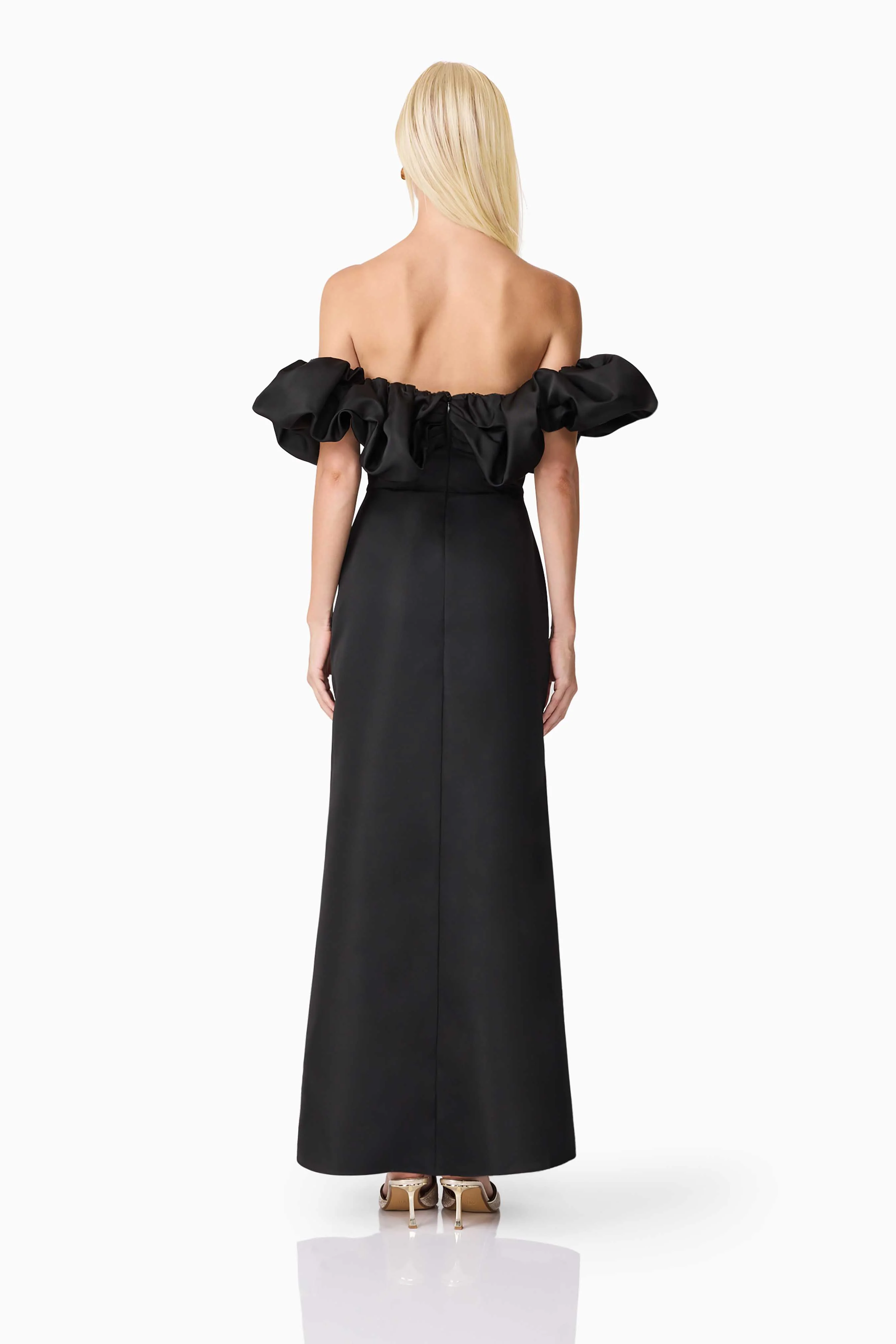 Sharon Off The Shoulder Midi Dress in Black