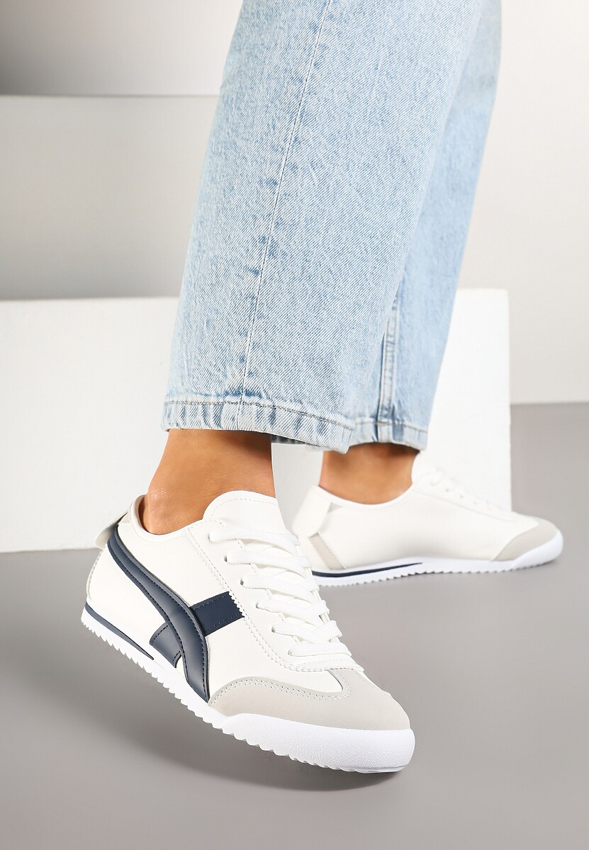 Biało-Granatowe Sneakersy Typu Kultowe Tenisówki Deliriel