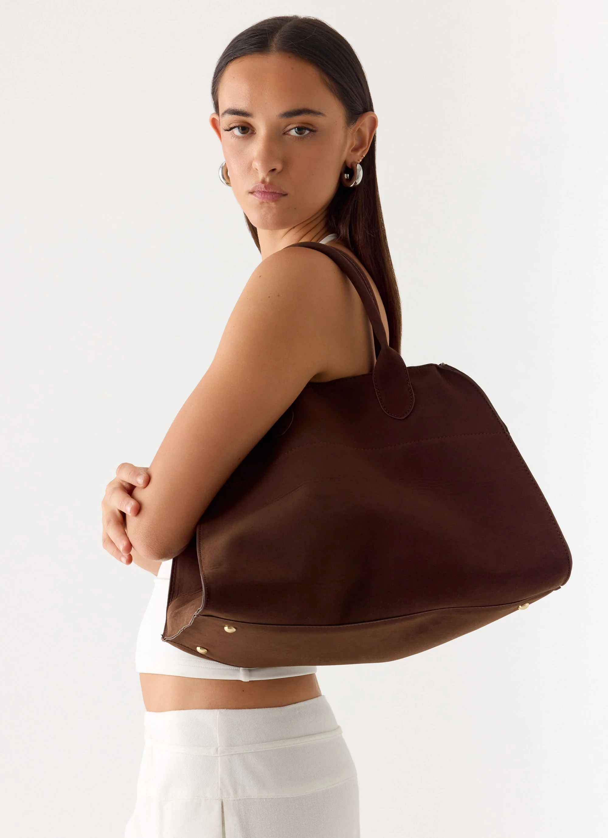 Twilight Drift Faux Suede Bag - Espresso - luluinthesky