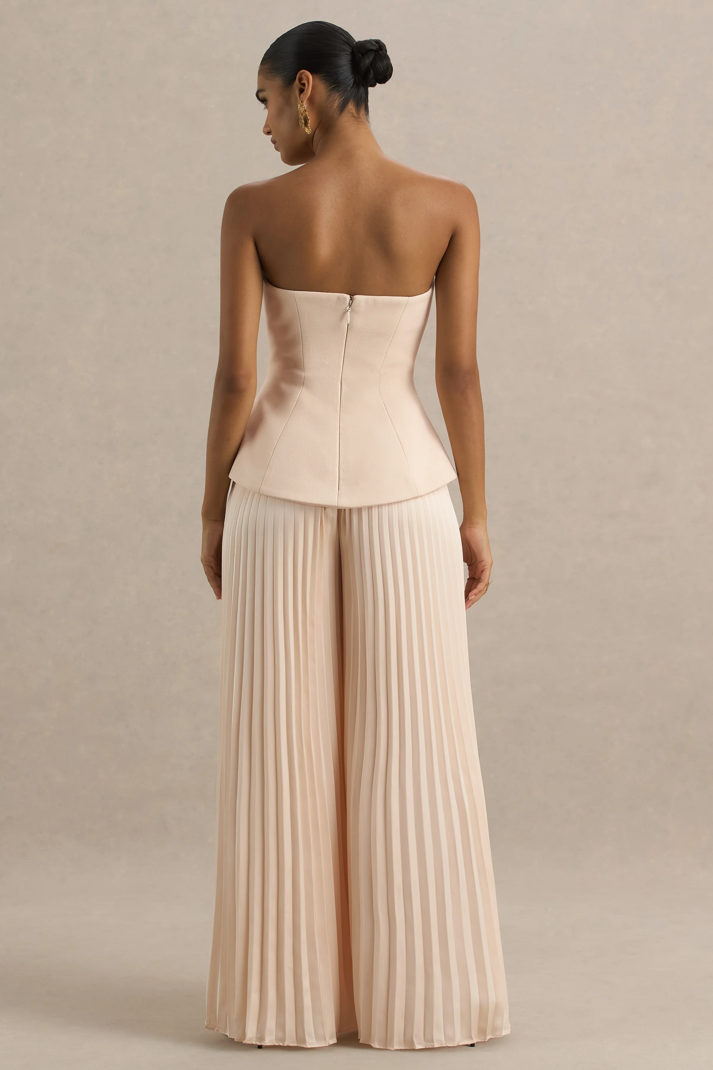 Feeling Good | Nude Bandeau Jumpsuit With Pleated Trouser