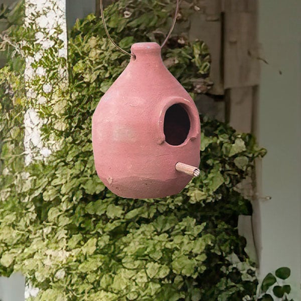 Large Terra Cotta Hanging Birdhouse