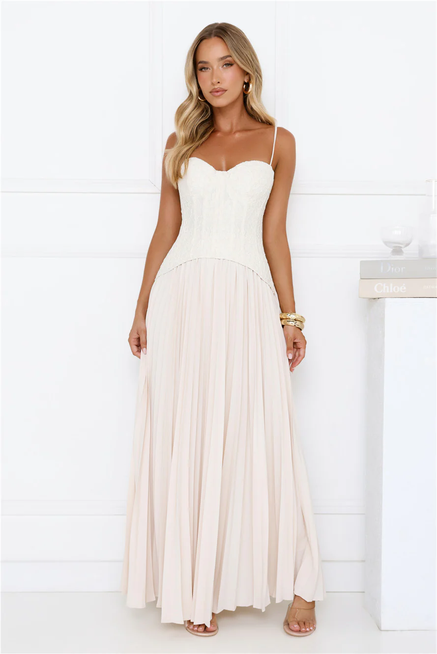 Antique Roses Lace Maxi Dress Cream