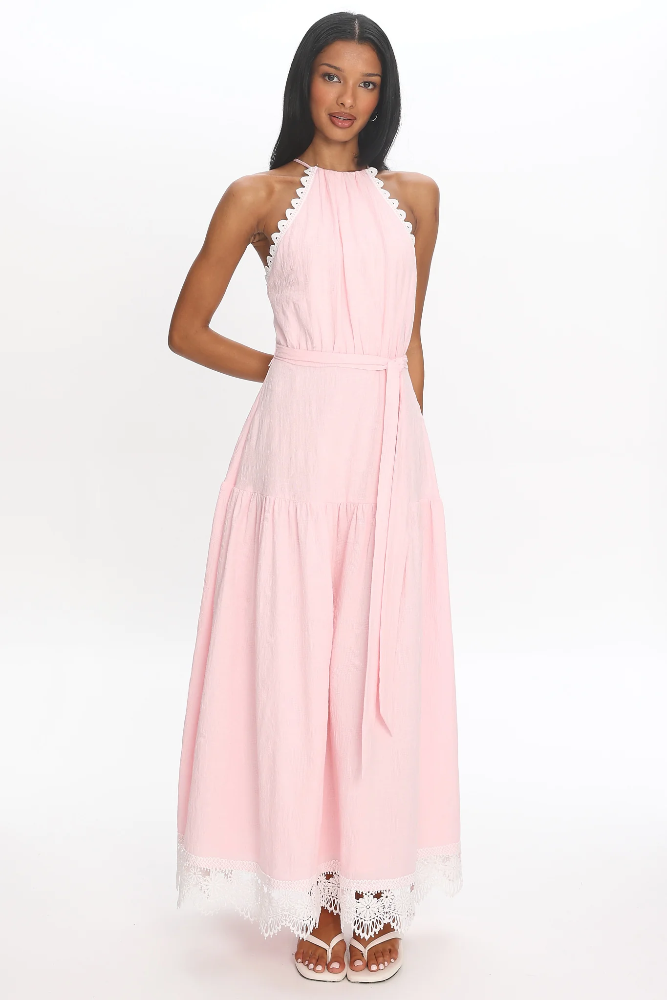 Promise Keeper Crochet Trim Maxi Dress Blush Pink - luluinthesky