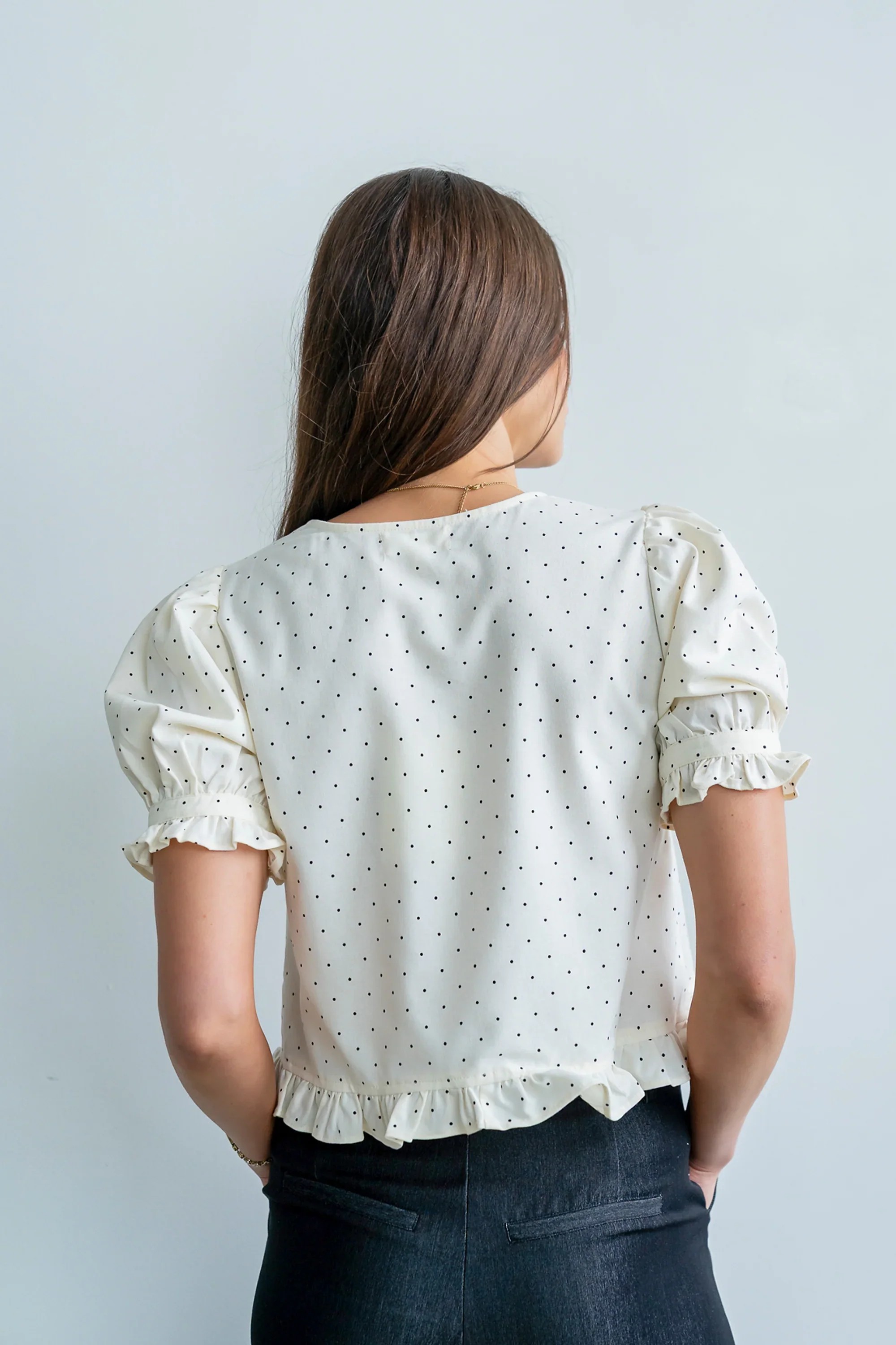 Jessie Polka Dot Blouse in Cream
