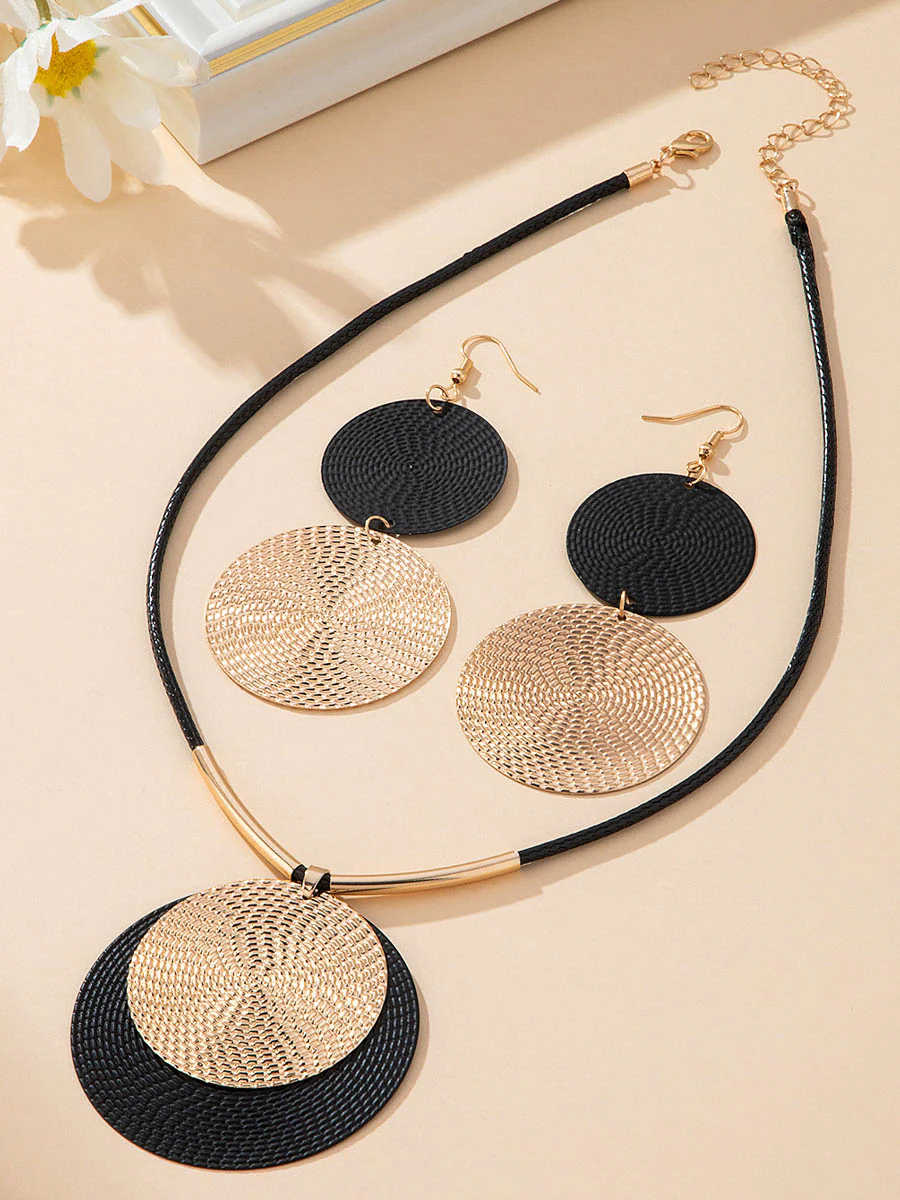 Geometric Round Cut Earrings Accessories Necklaces Accessories Two Pieces Set