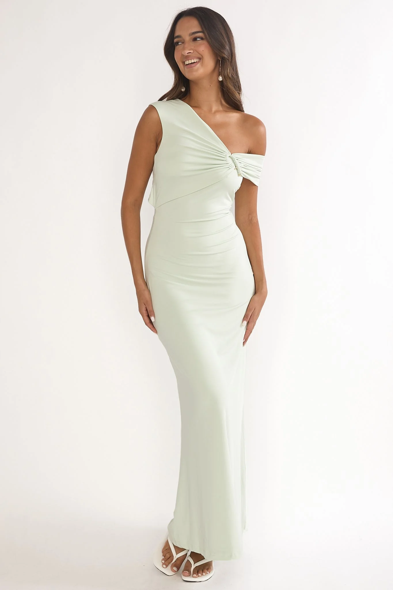 Tilda Asymmetric Neckline Maxi Dress Sage