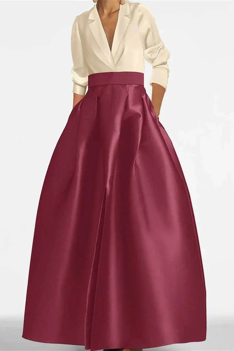 A Line Jewel Neck V-Neck Long Sleeves Mother Dresses CM0342