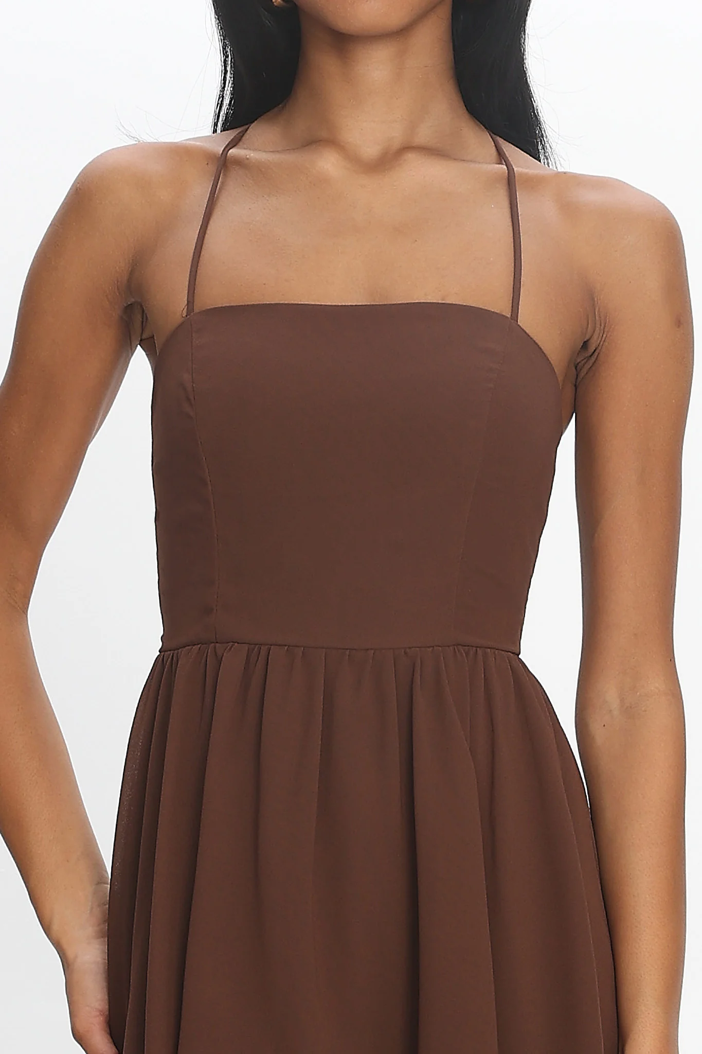 Sunrise on Sunset Lace Trim Maxi Dress Chocolate - luluinthesky