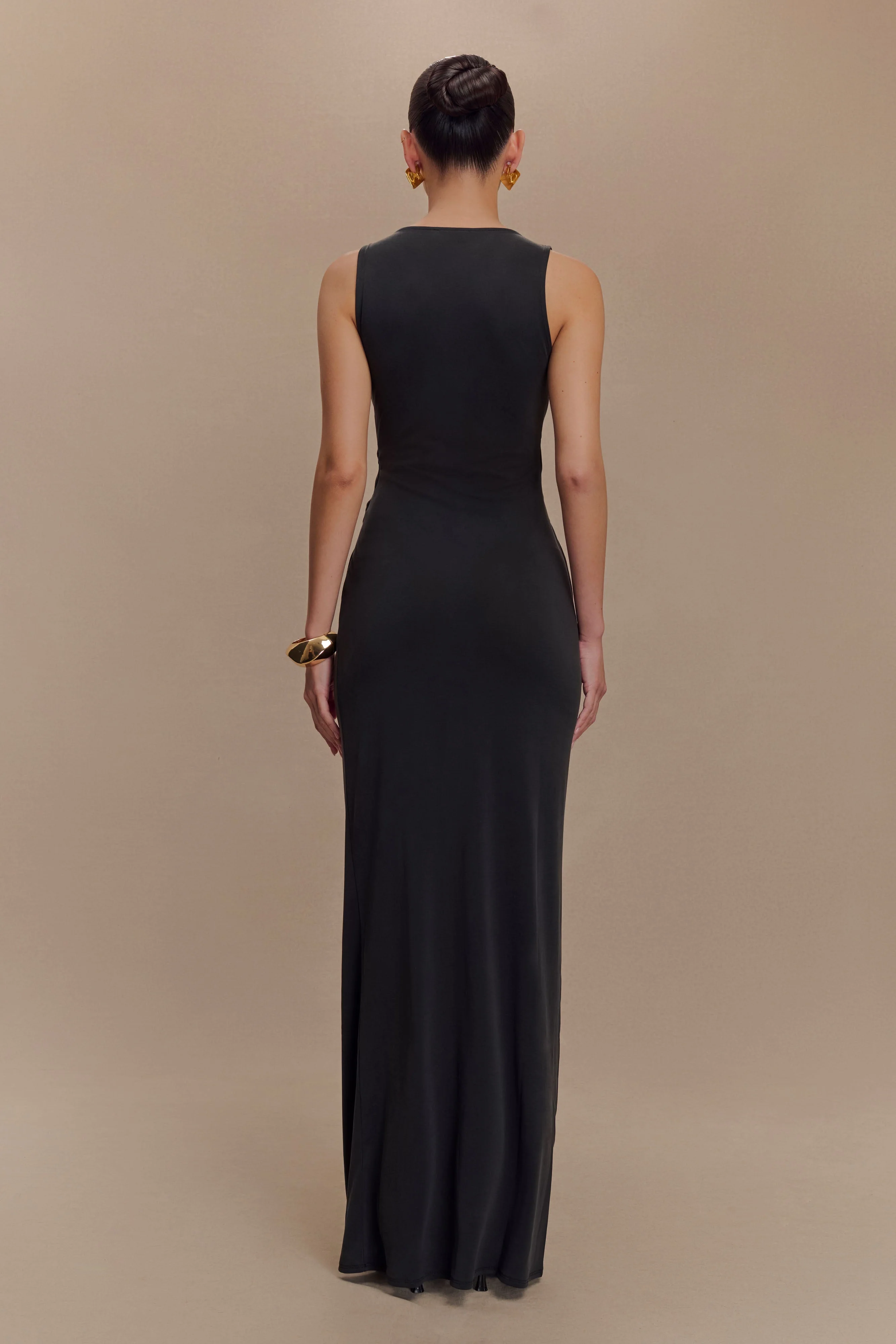 Kassidy Peached Jersey Maxi Dress - Black