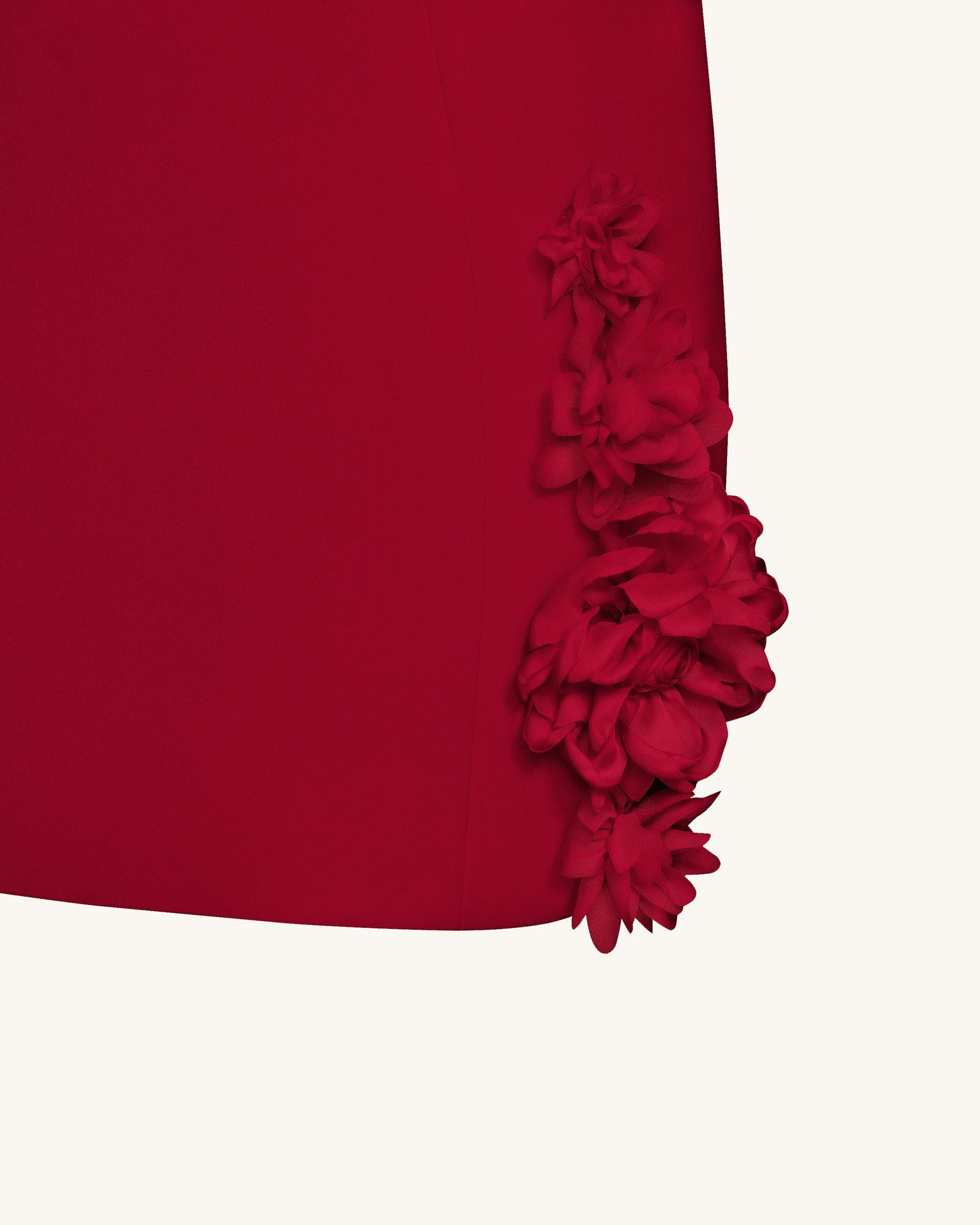 Elaina Rosette Applique Mini Dress - Red - FASHION NOB