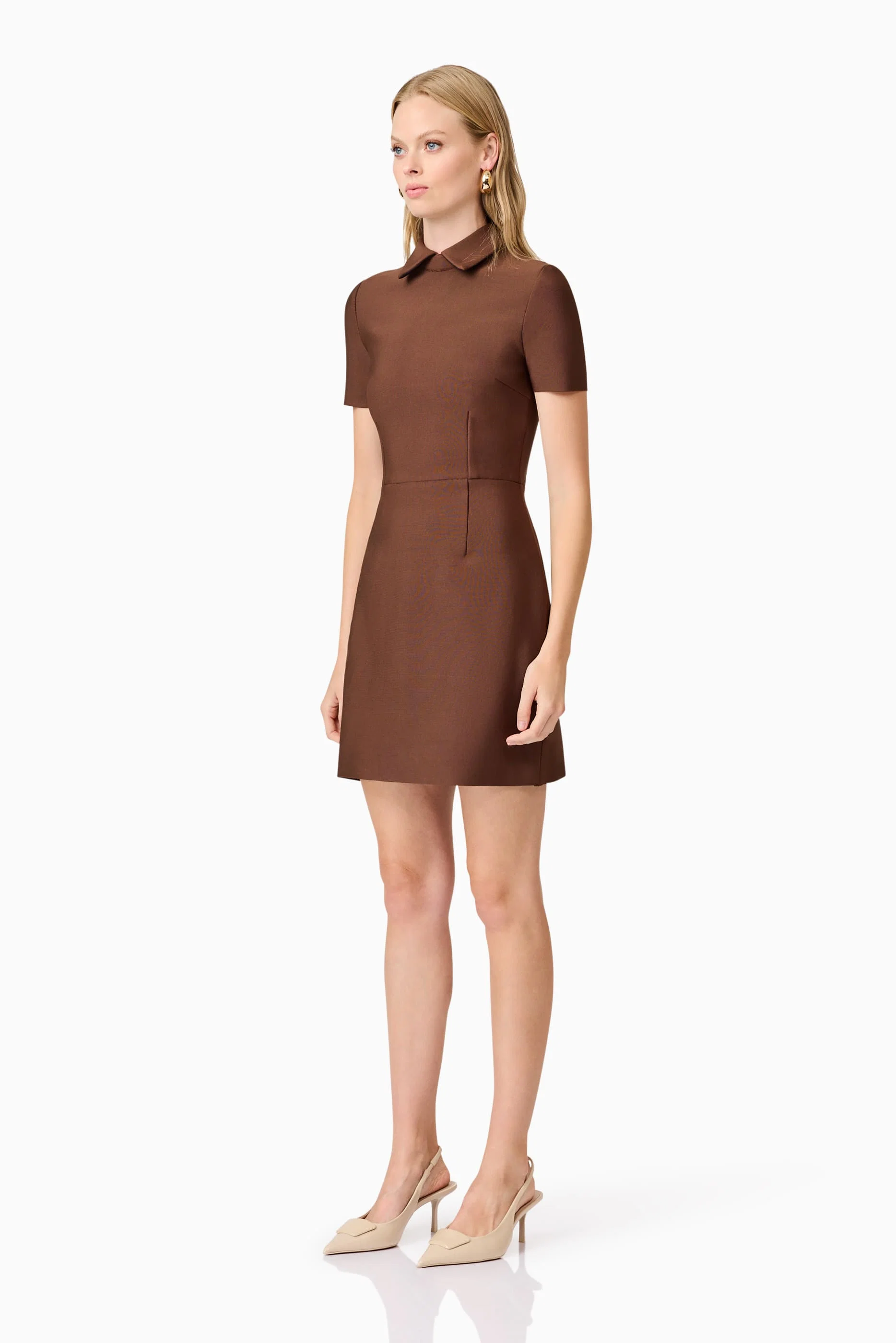 CURAAE Khloe Crepe Knit Mini Dress In Brown