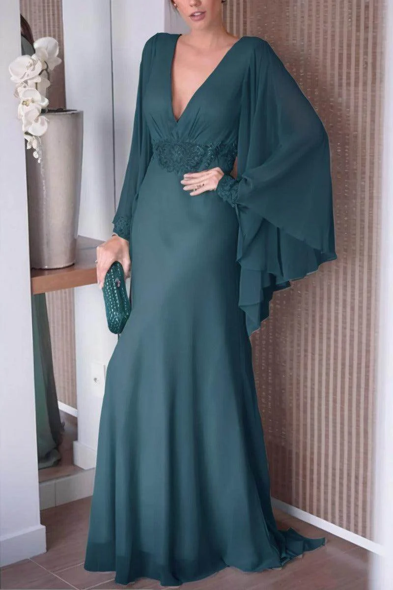 Sheath-Column Sweep-Brush Train Chiffon Mother Dress CM0077