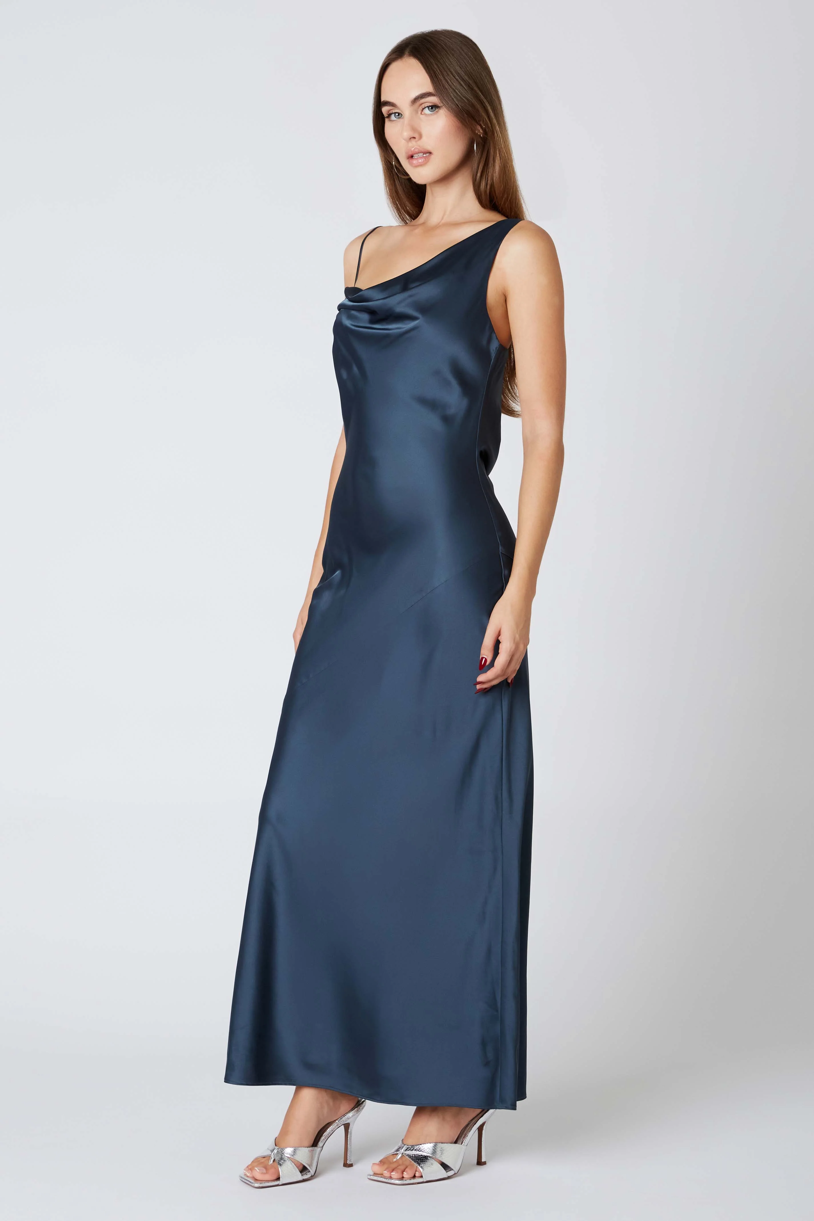 Cowlback Satin Maxi Dress